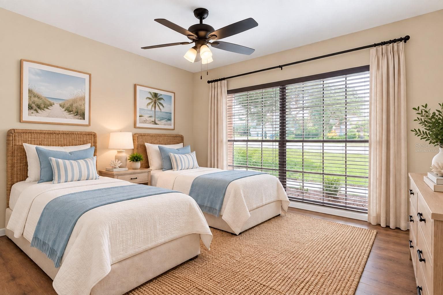 Virtually Staged. An open-concept layout is anchored by a striking floor-to-ceiling stone fireplace and wide plank wood-look flooring. - 3011 LAKE ELLEN DR, TAMPA