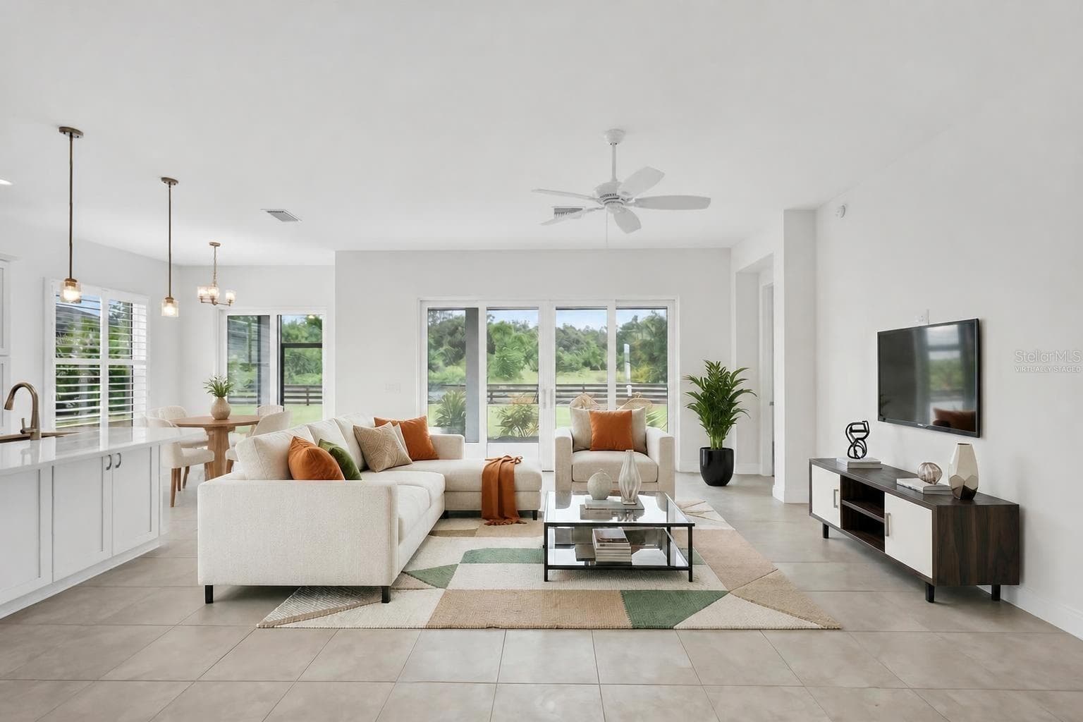 Kitchen, Dinette, and Living Room-Virtually Staged - 654 SHIVERS LOOP, THE VILLAGES