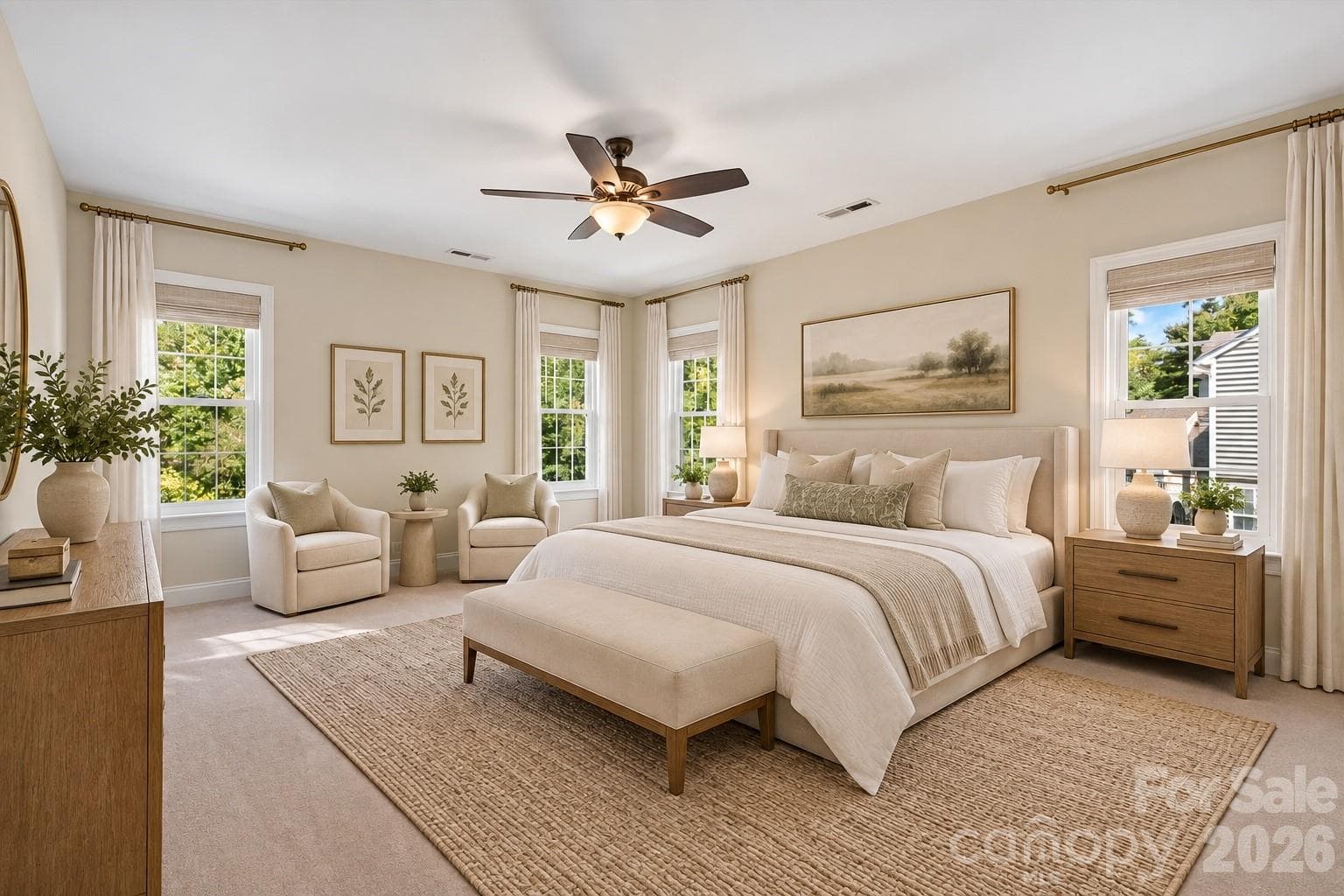 Virtually staged primary bedroom - 10431 Alvarado Way, Charlotte
