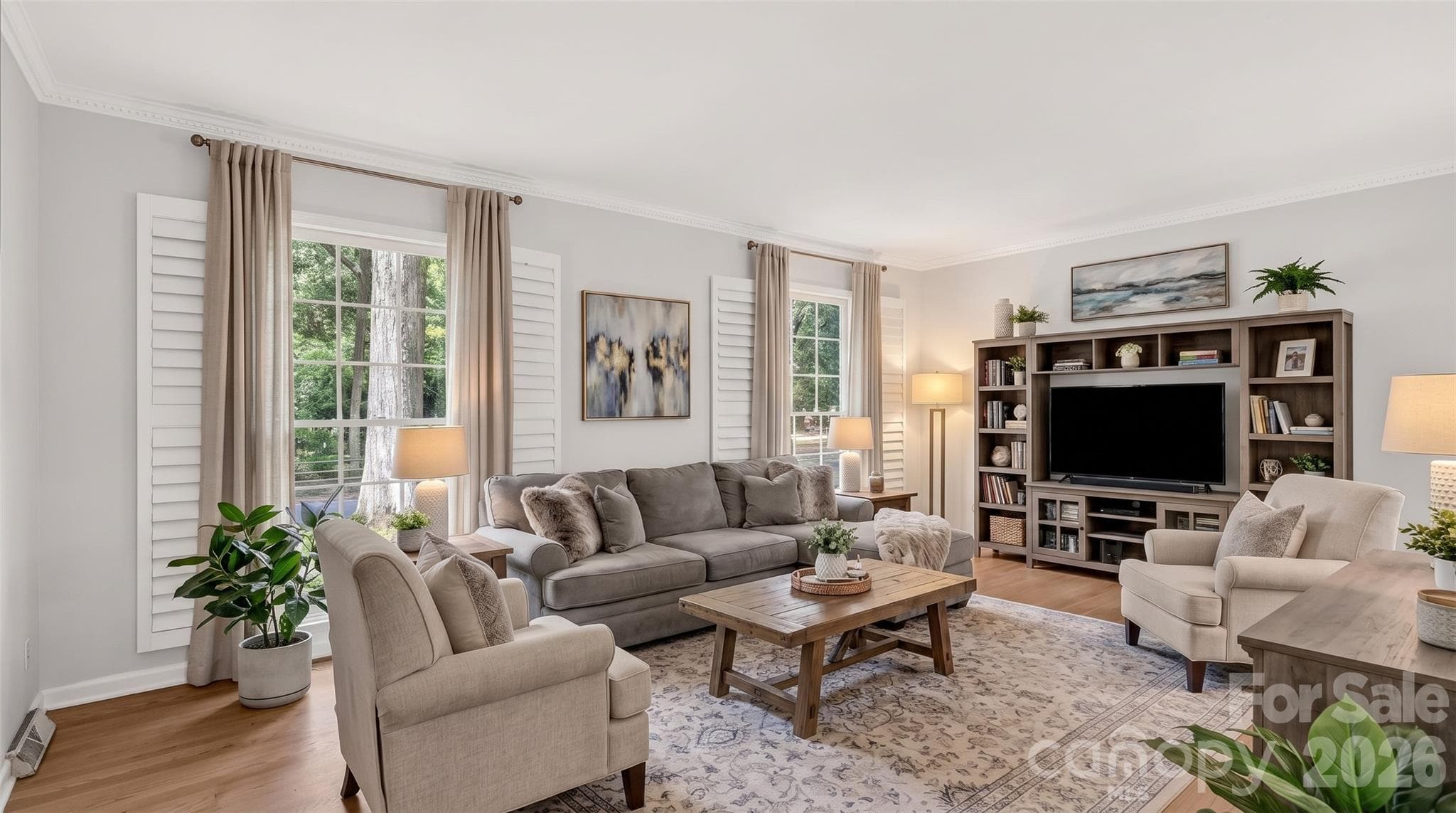 Virtually Staged Front Living Room - 4509 Mullens Ford Road, Charlotte