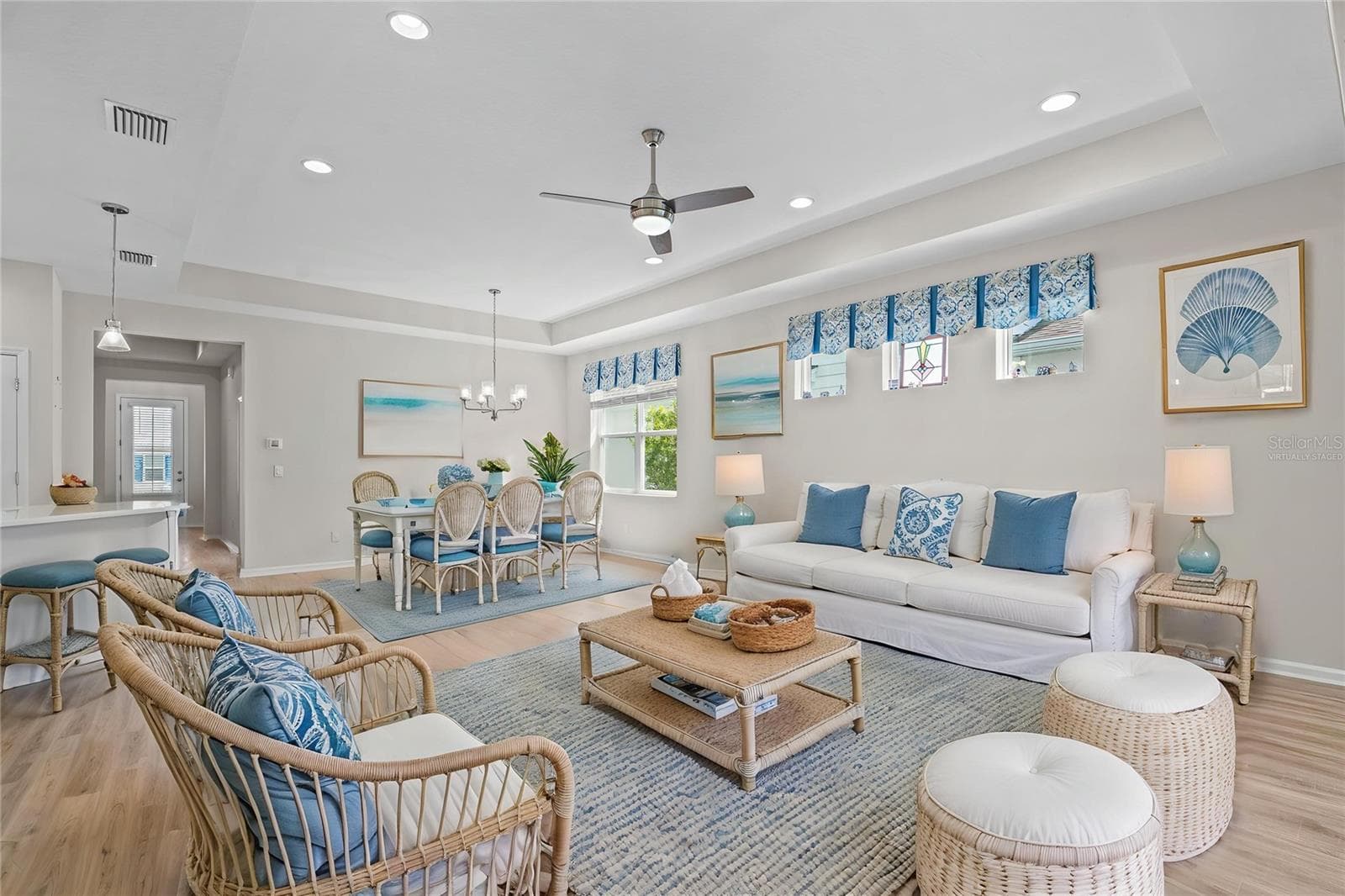 Virtually Staged - Open Living & Dining Areas - 466 MARGARITAVILLE AVE, DAYTONA BEACH