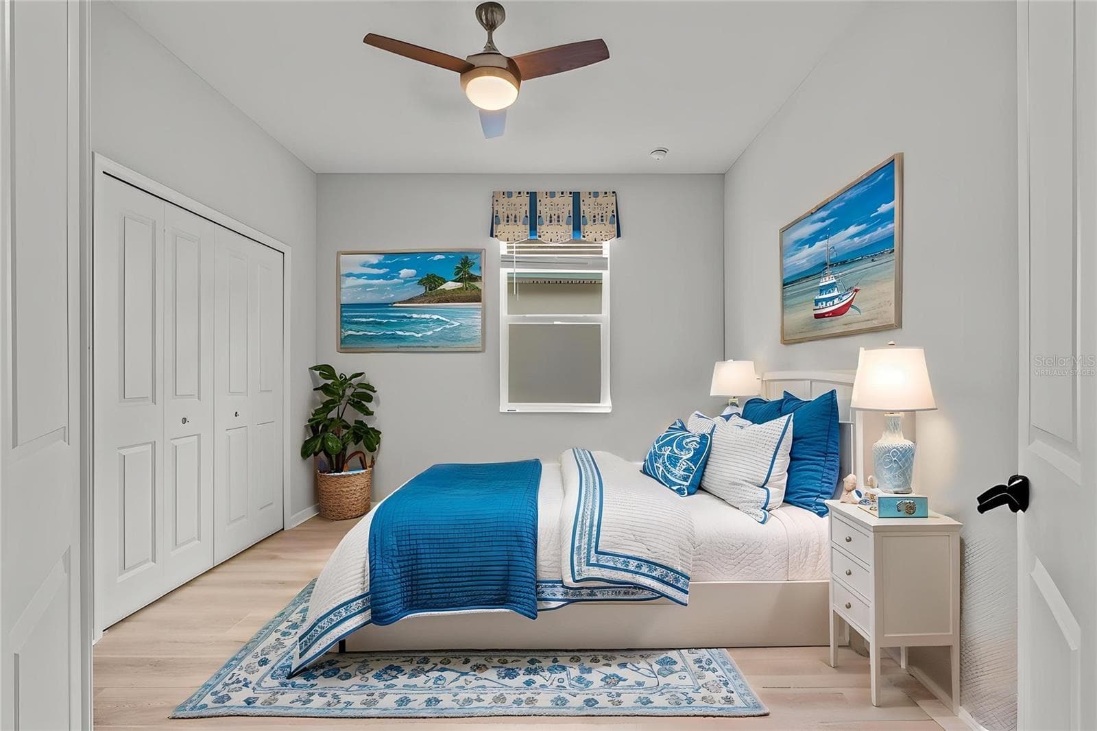 Virtually Staged - Guest Bedroom with Double Doors - 466 MARGARITAVILLE AVE, DAYTONA BEACH