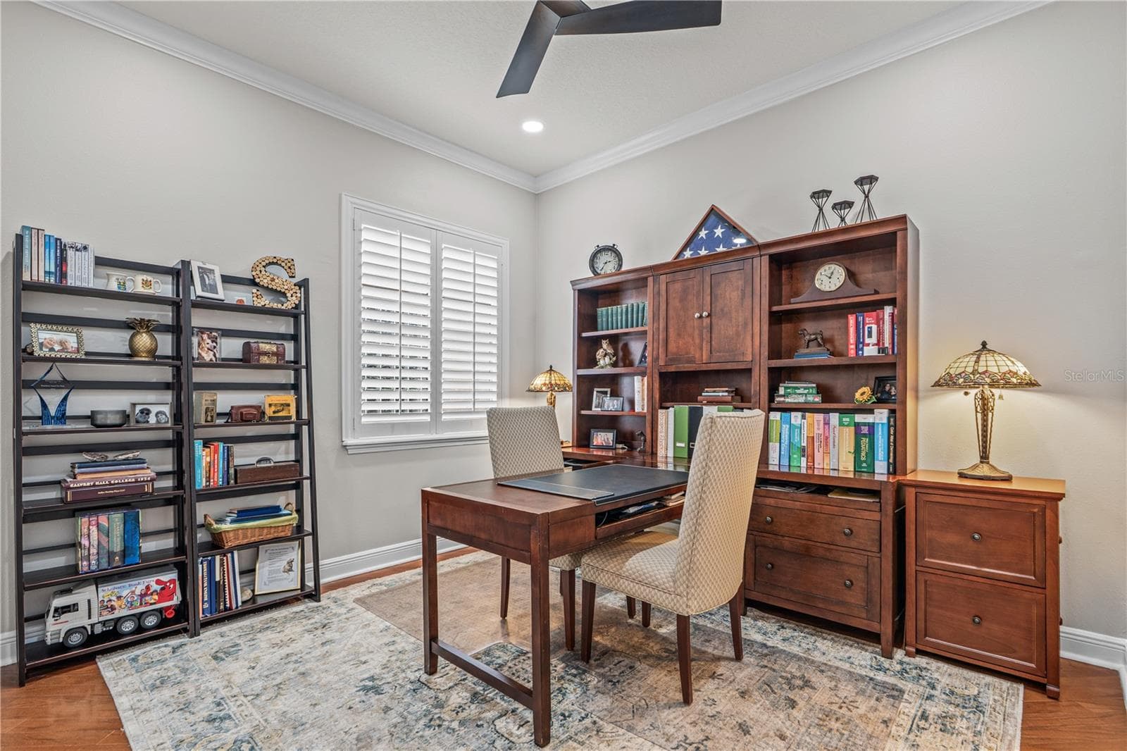Bedroom 2 currently used as an office with hardwood floors, updated ceiling fan and can lights installed in the ceiling for extra light - 520 SOTHEBY WAY, DEBARY