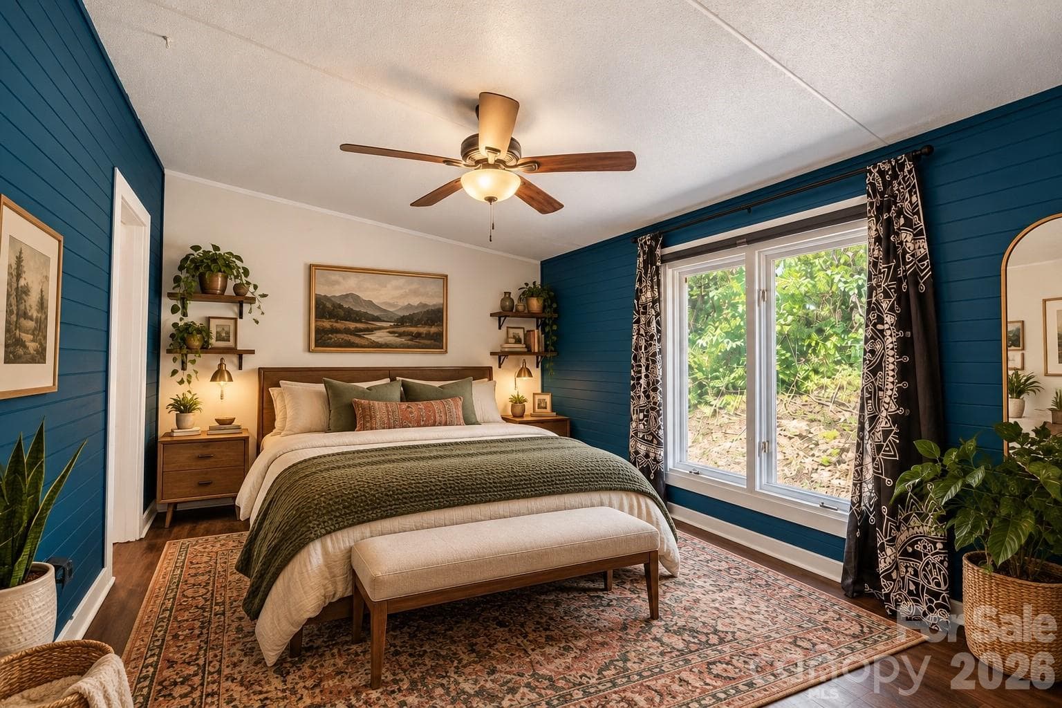 virtually staged primary bedroom - 91 Walnut Drive, Leicester