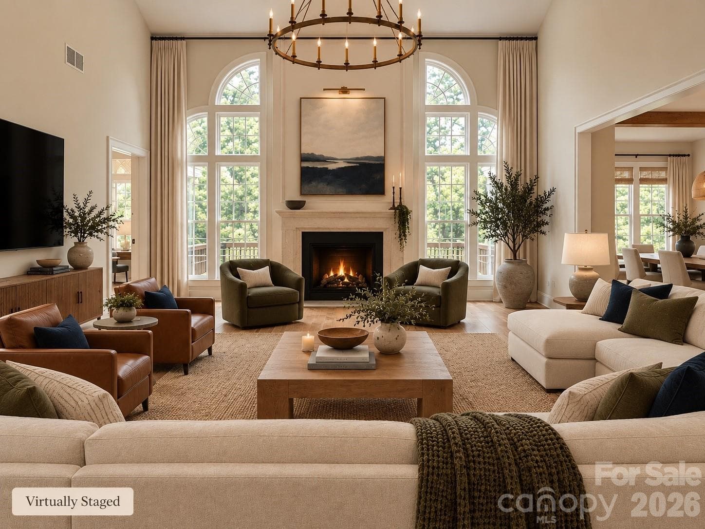 Virtually Staged Great Room. - 6213 Savannah Grace Lane, Huntersville