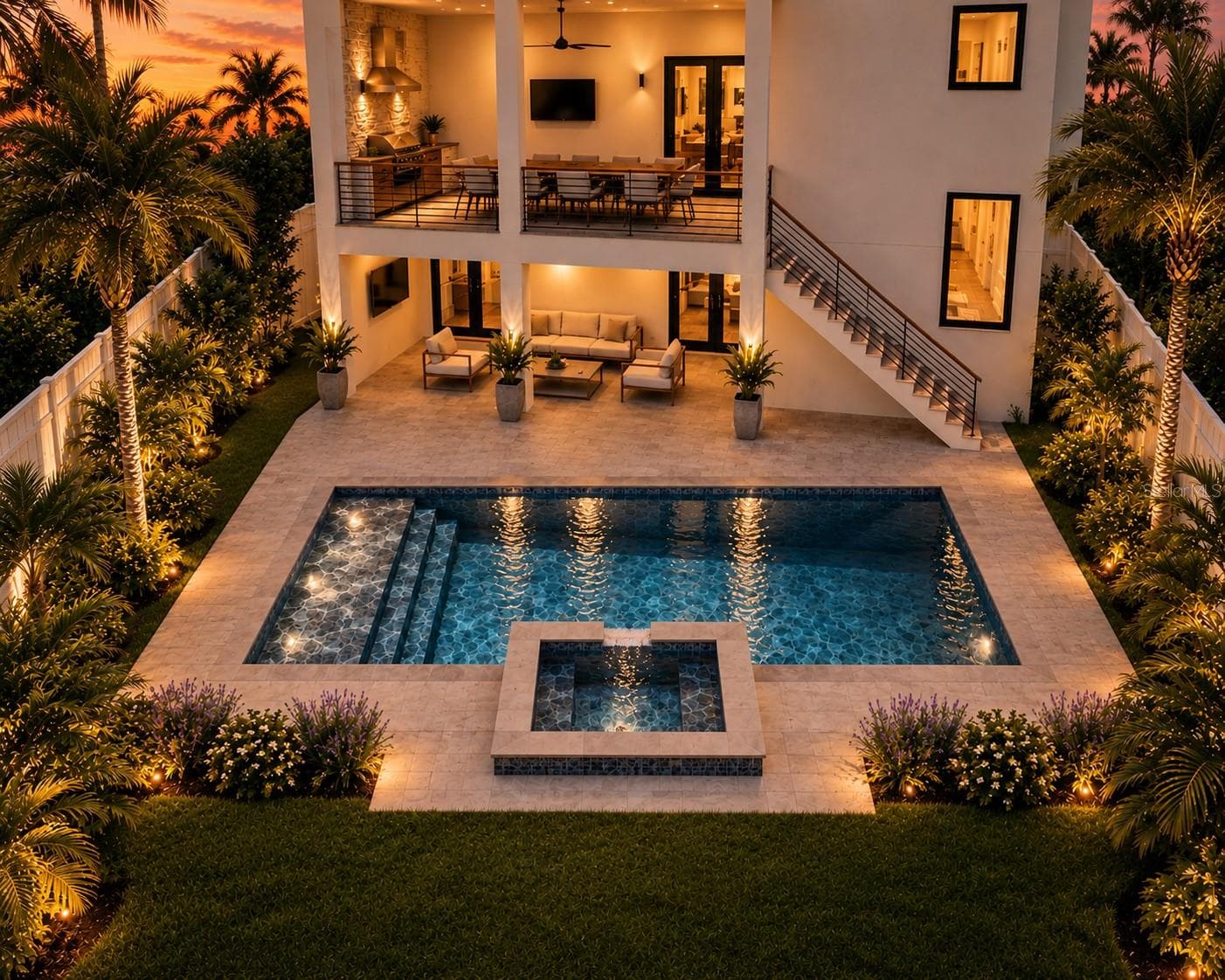 Resort style pool / spa / Artisan outdoor kitchen - 3406 BAYSHORE BLVD NE, ST PETERSBURG