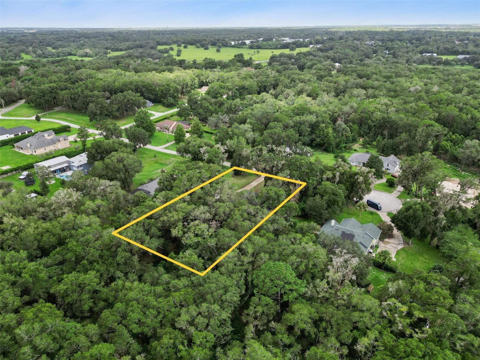 Wide aerial view highlights the property’s country setting while remaining convenient to Mount Dora and the Kelly Park corridor. - 30440 JUBILEE WAY, SORRENTO