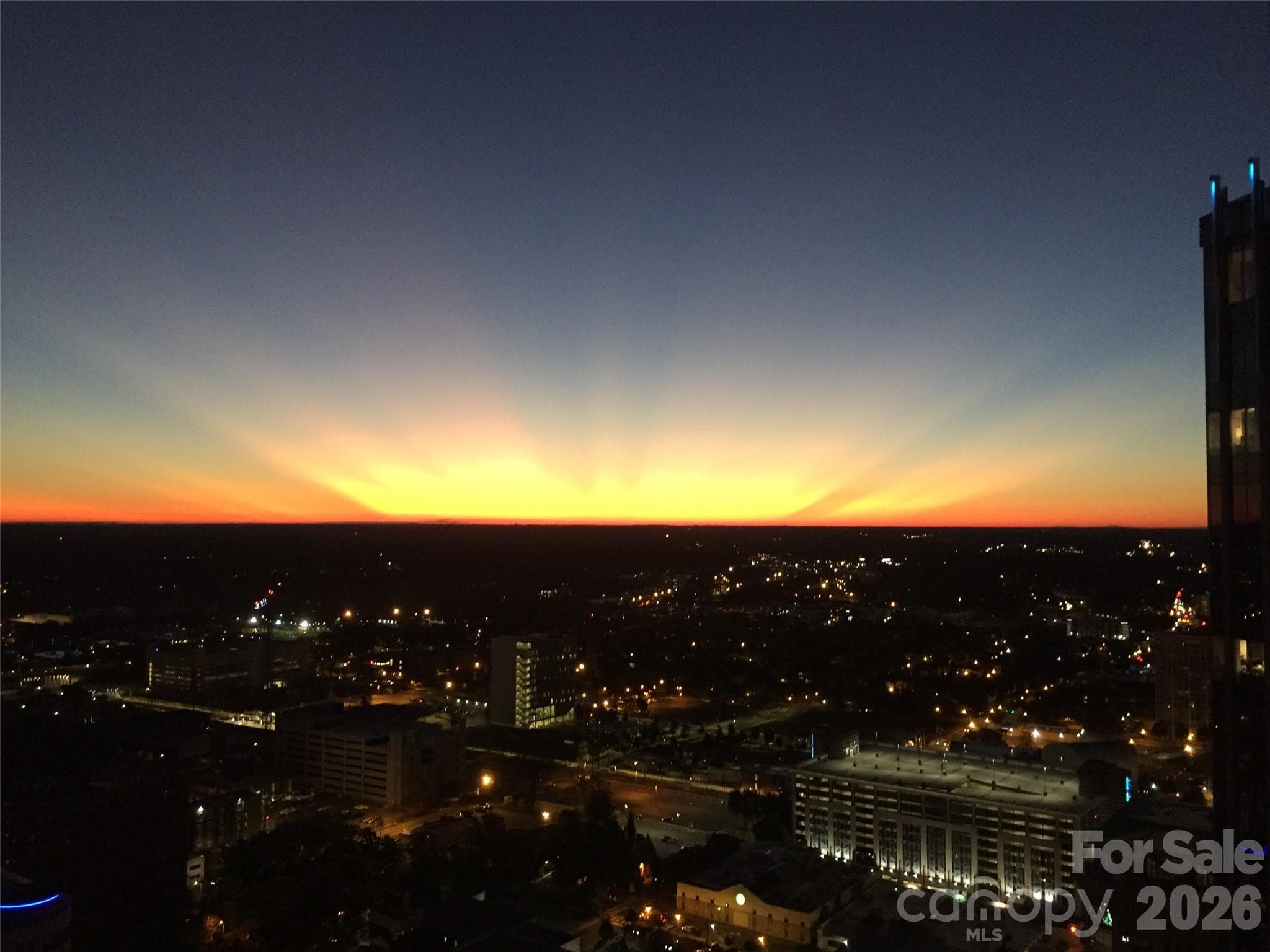Sunrise over the city from the 34th floor - 210 N Church Street, Charlotte