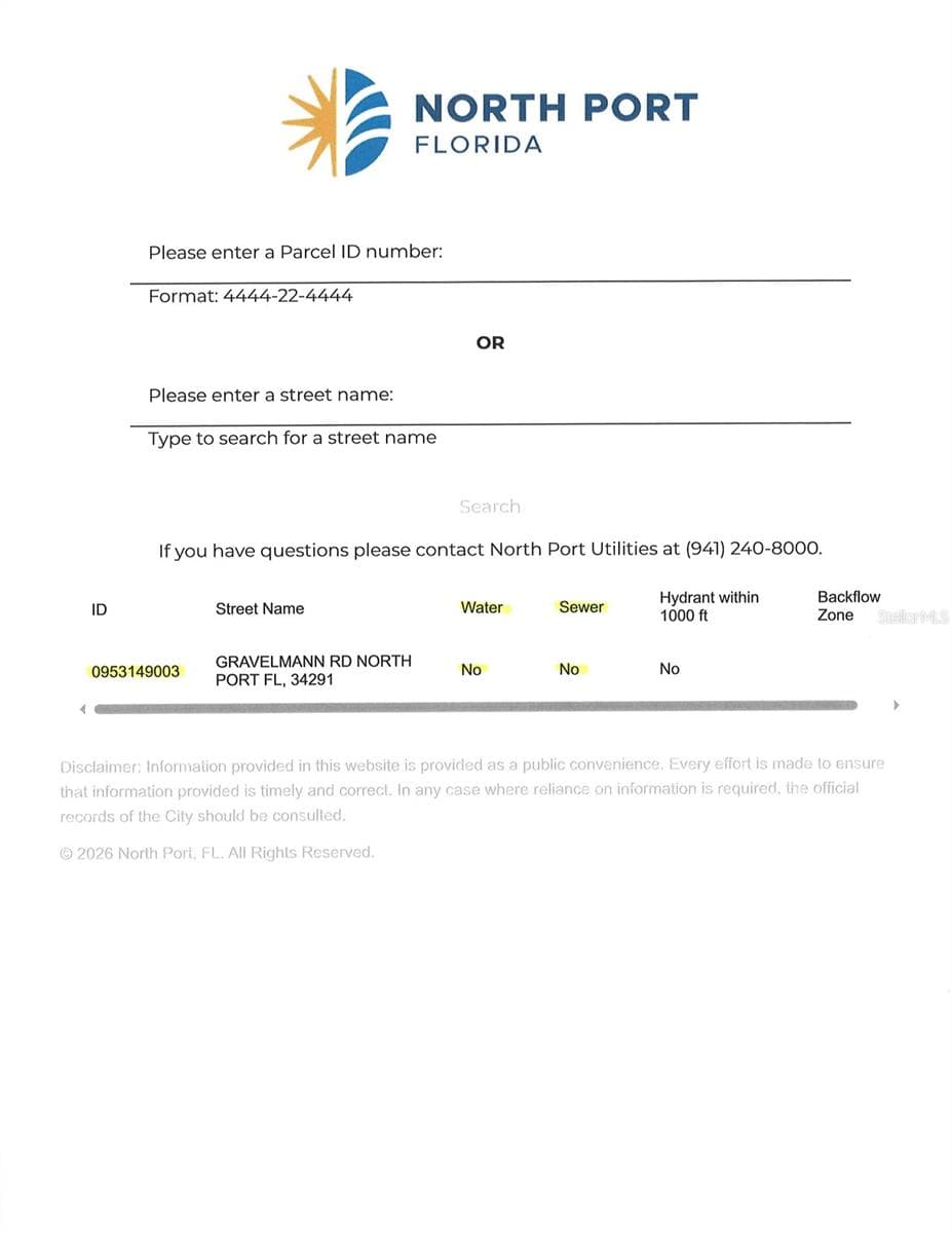 Utility Information - Lot 3 GRAVELMANN RD, NORTH PORT