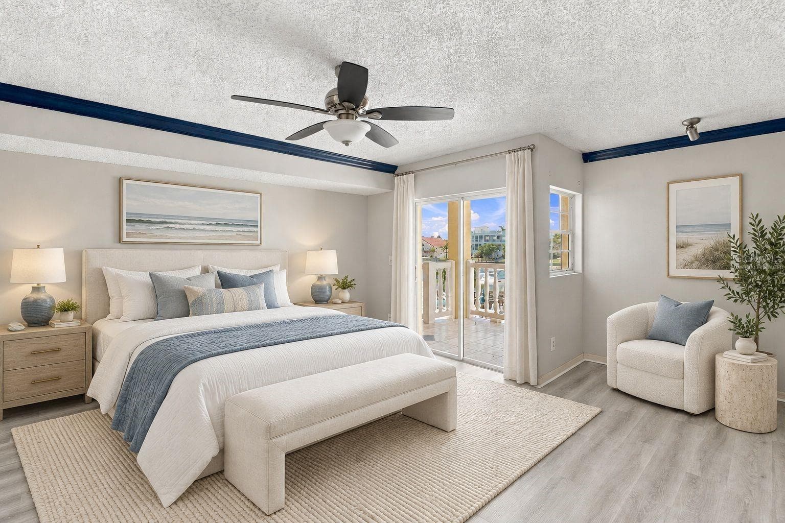 Primary bedroom virtually staged - 544 PINELLAS BAYWAY S #F8, TIERRA VERDE