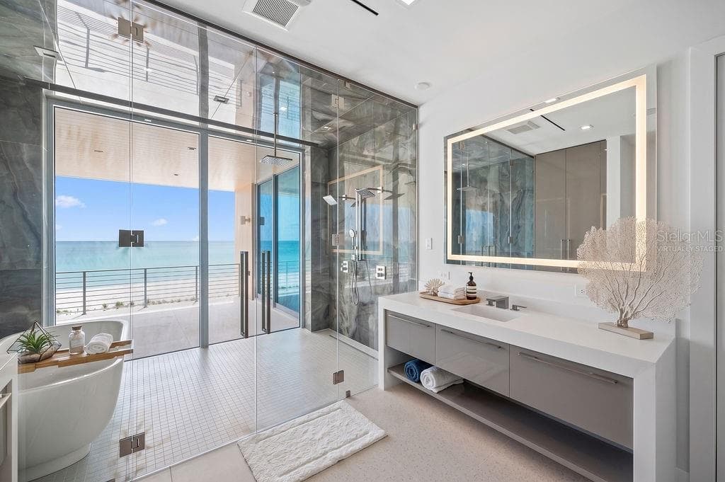 Primary Bathroom Virtually staged - 6489 GULFSIDE RD, LONGBOAT KEY