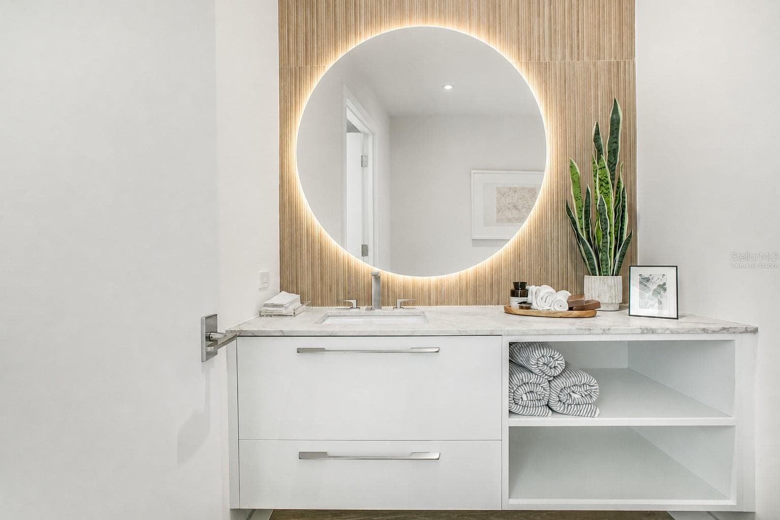 Half bathroom, virtually staged - 6489 GULFSIDE RD, LONGBOAT KEY