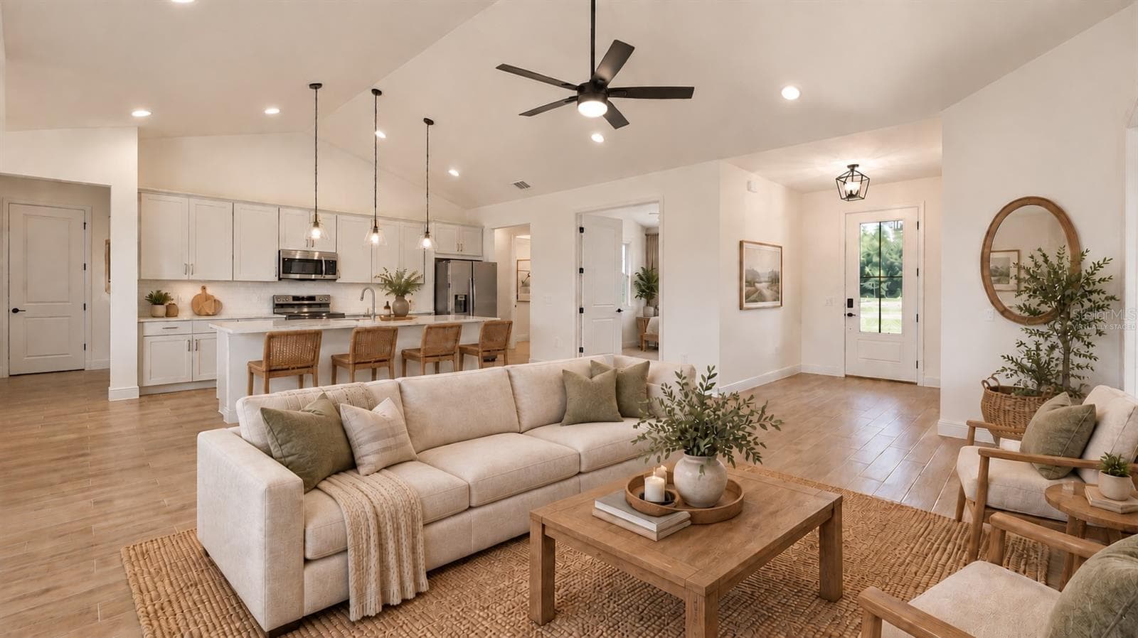 Great room virtually staged - 10720 PHILIPS LANDING CT, WEBSTER