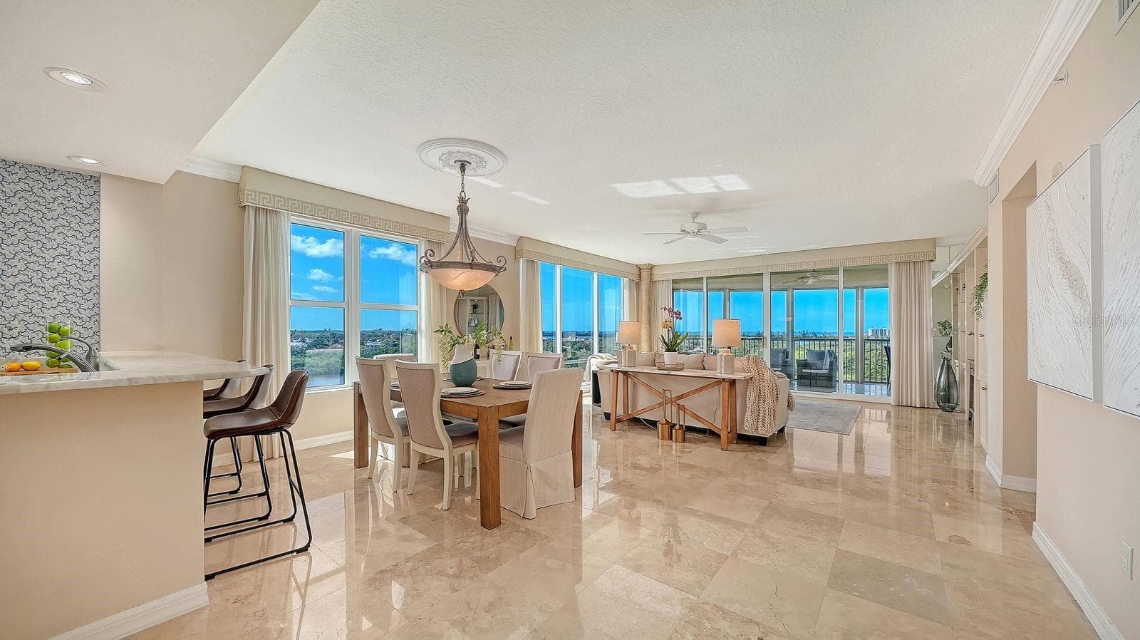 Sweeping waterfront views from living/dining & kitchen areas - 385 NORTH POINT RD #701, OSPREY