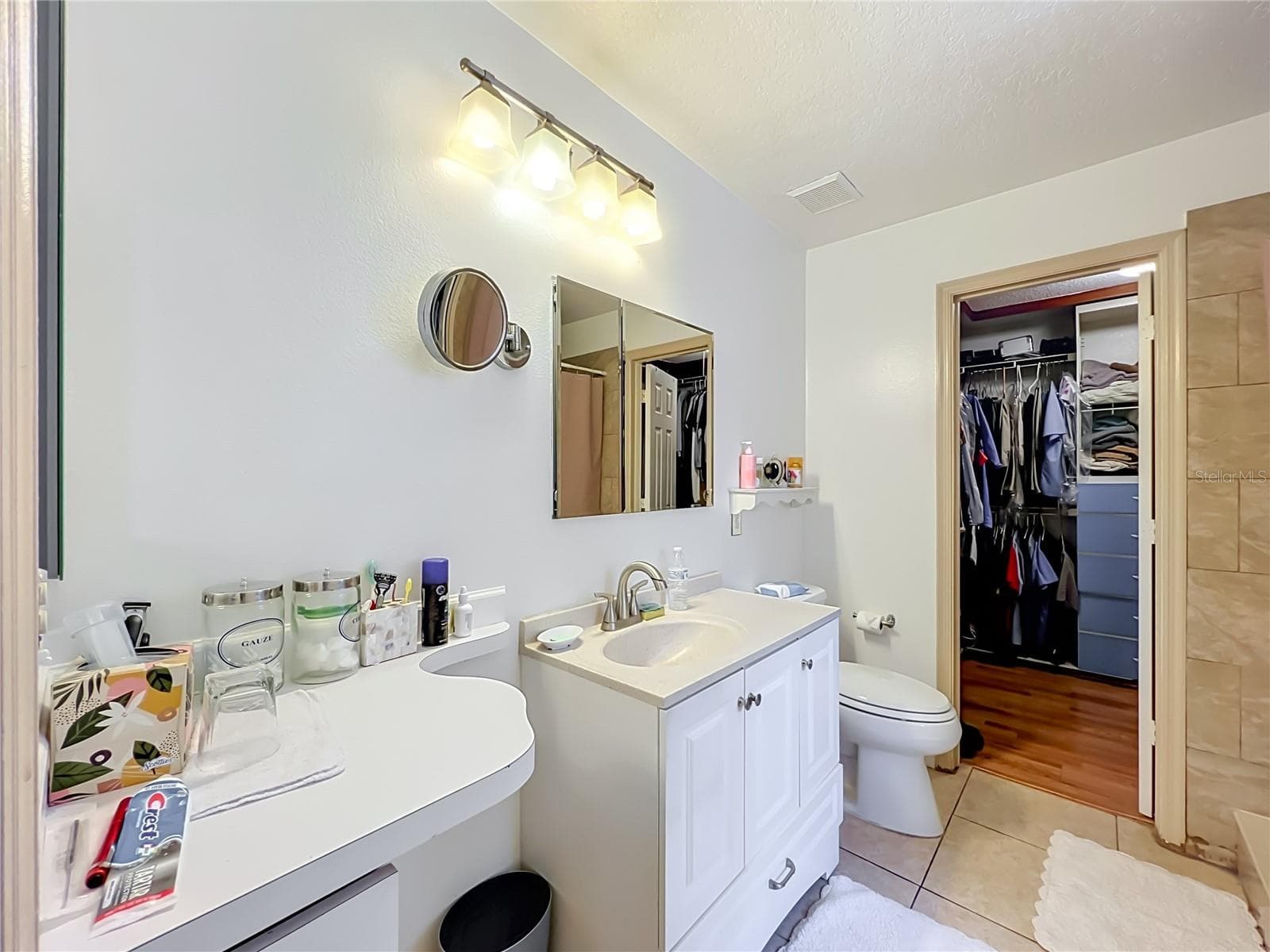 Primary bathroom with vanity, single sink vanity, toilet and walk in closet - 12900 LOS ALAMITOS CT, ORLANDO