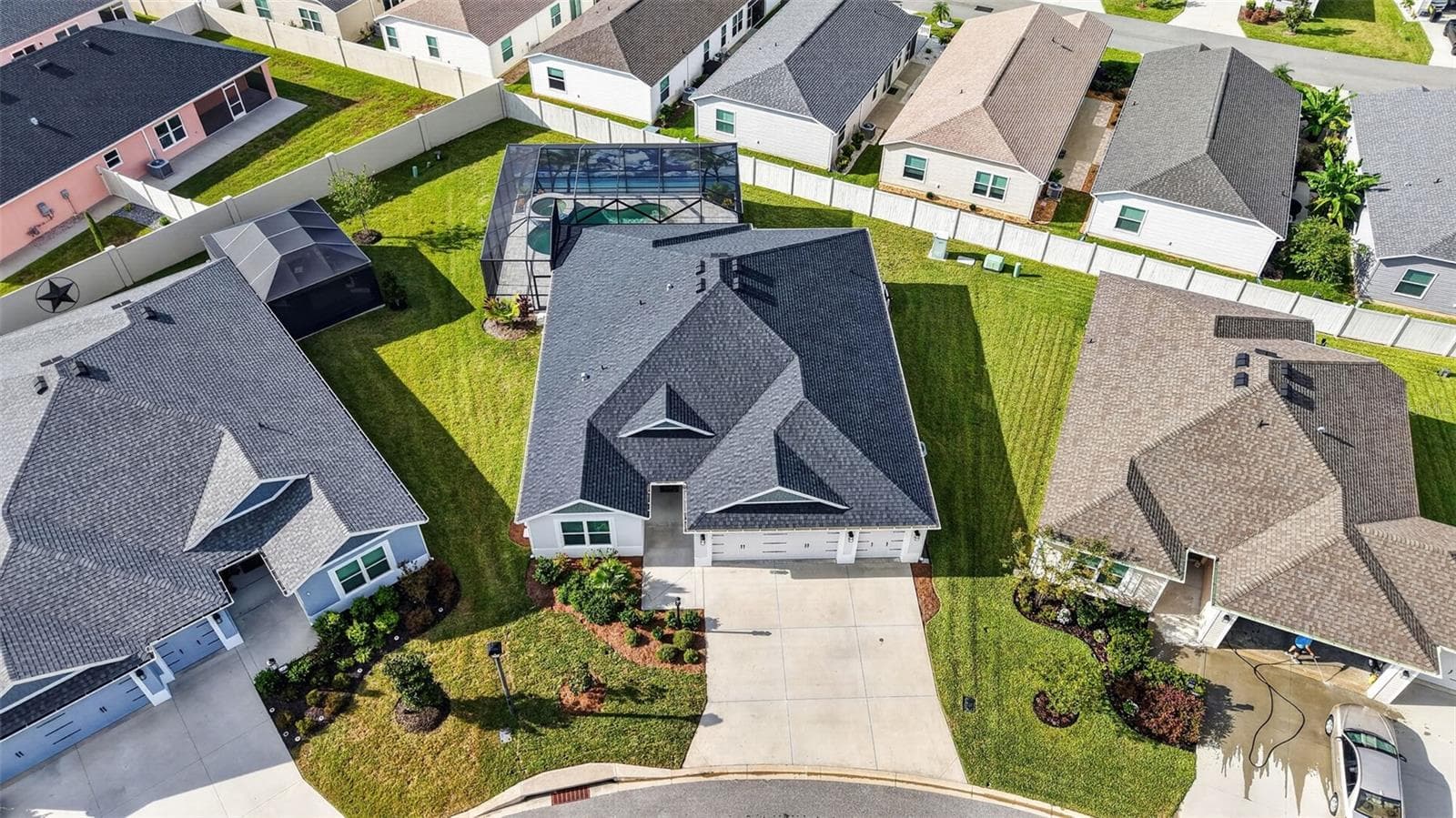 Aerial Front Elevation with Spacious, PRIVATE Lot! - 6996 DWIGHT DR, THE VILLAGES