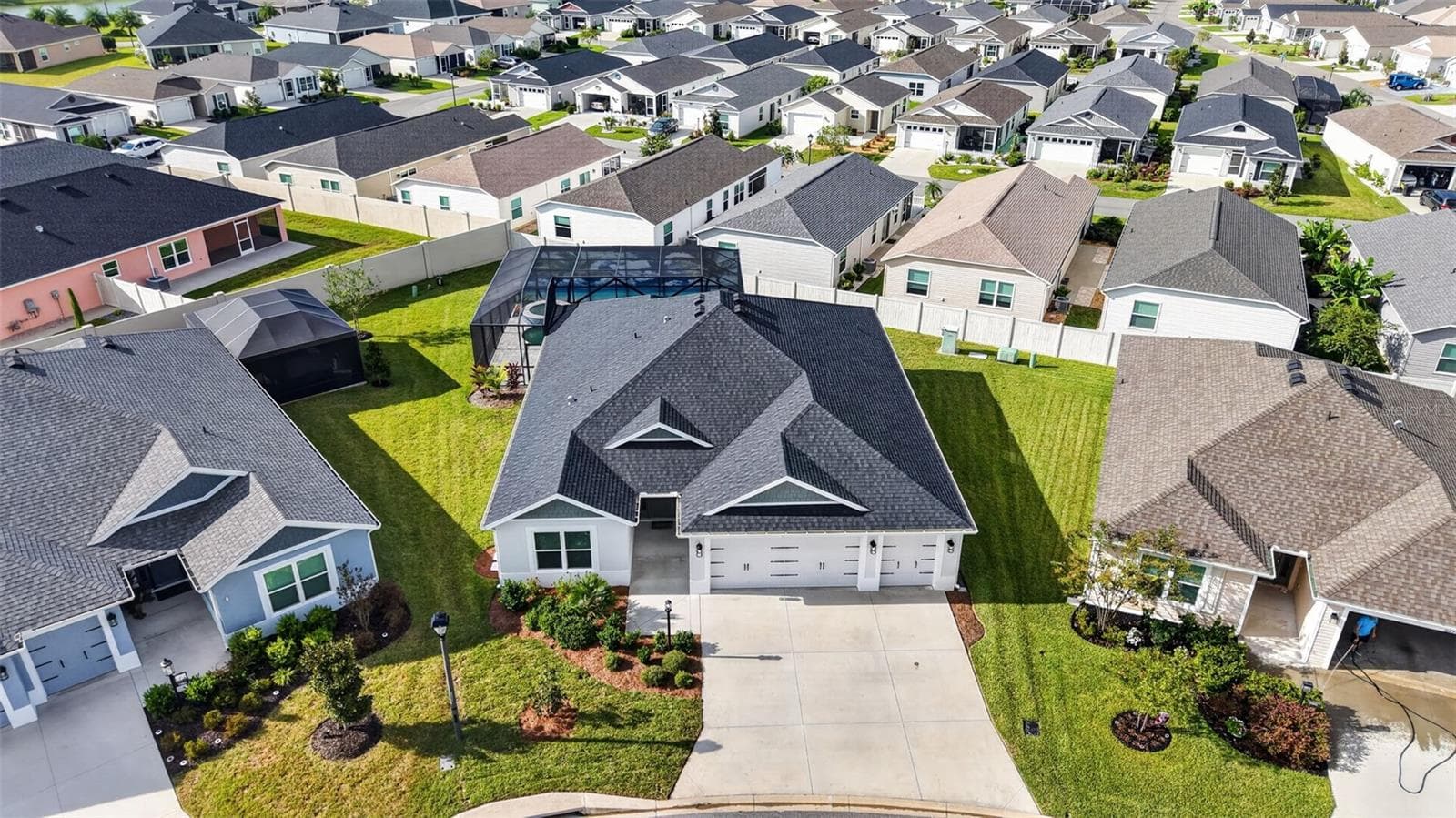 Aerial Front Elevation with Spacious, PRIVATE Lot! - 6996 DWIGHT DR, THE VILLAGES