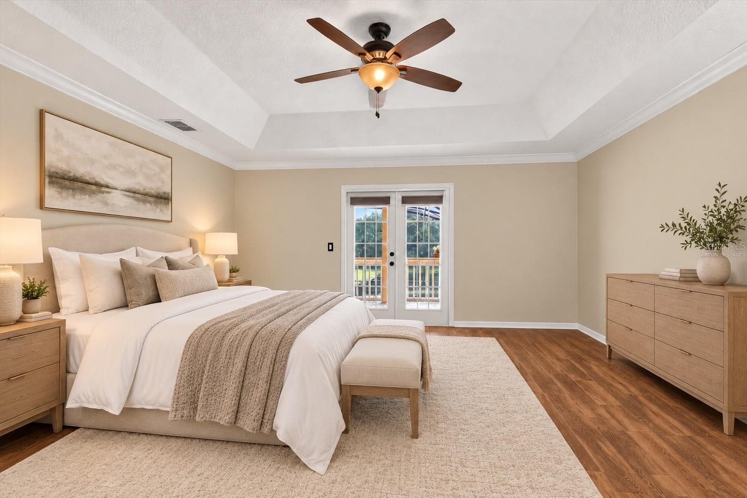 Virtually staged: Primary bedroom viewed toward the windows. - 2109 WEMBLEY PL, OVIEDO