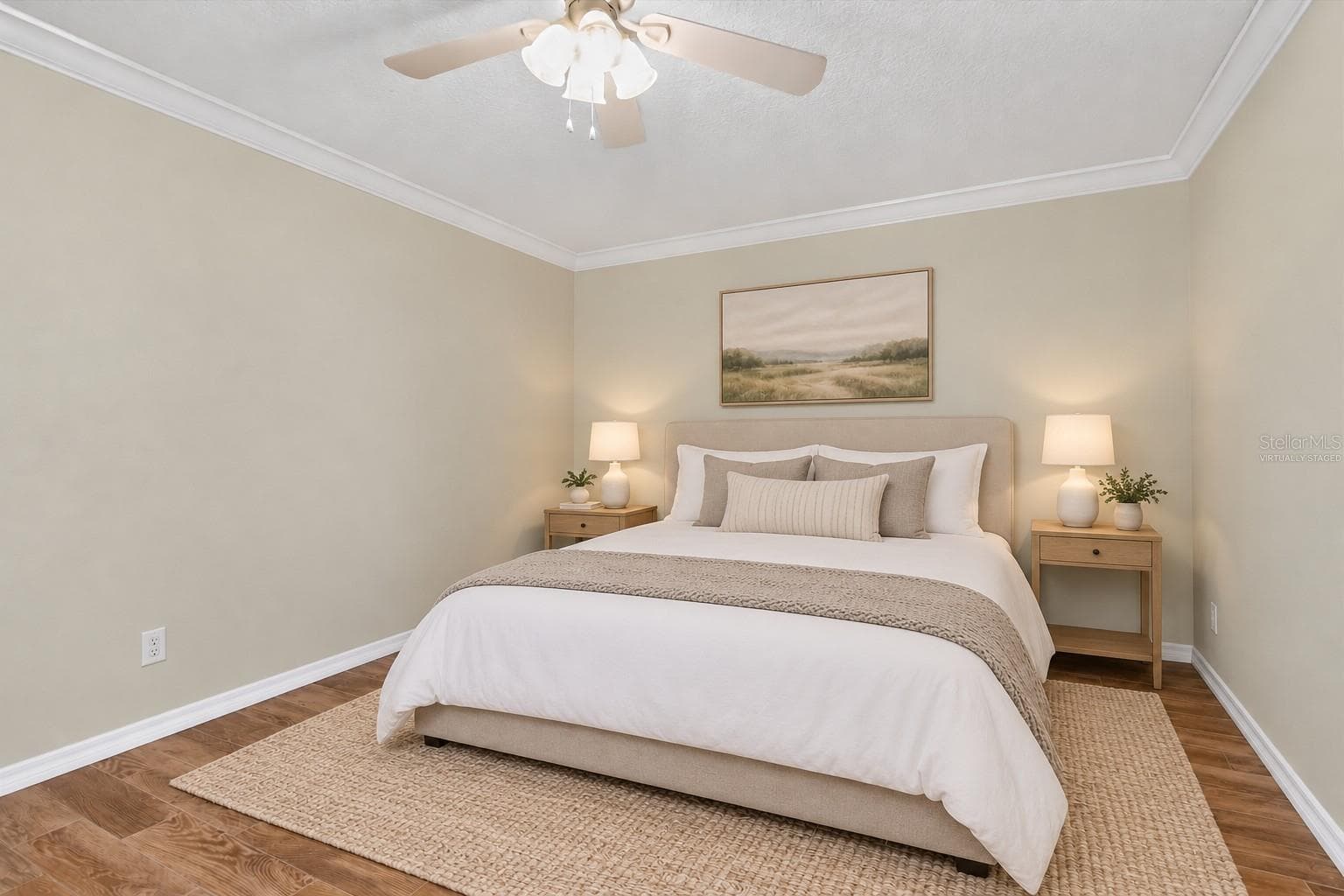 Virtually staged: Bedroom with neutral finishes and wood flooring. - 2109 WEMBLEY PL, OVIEDO