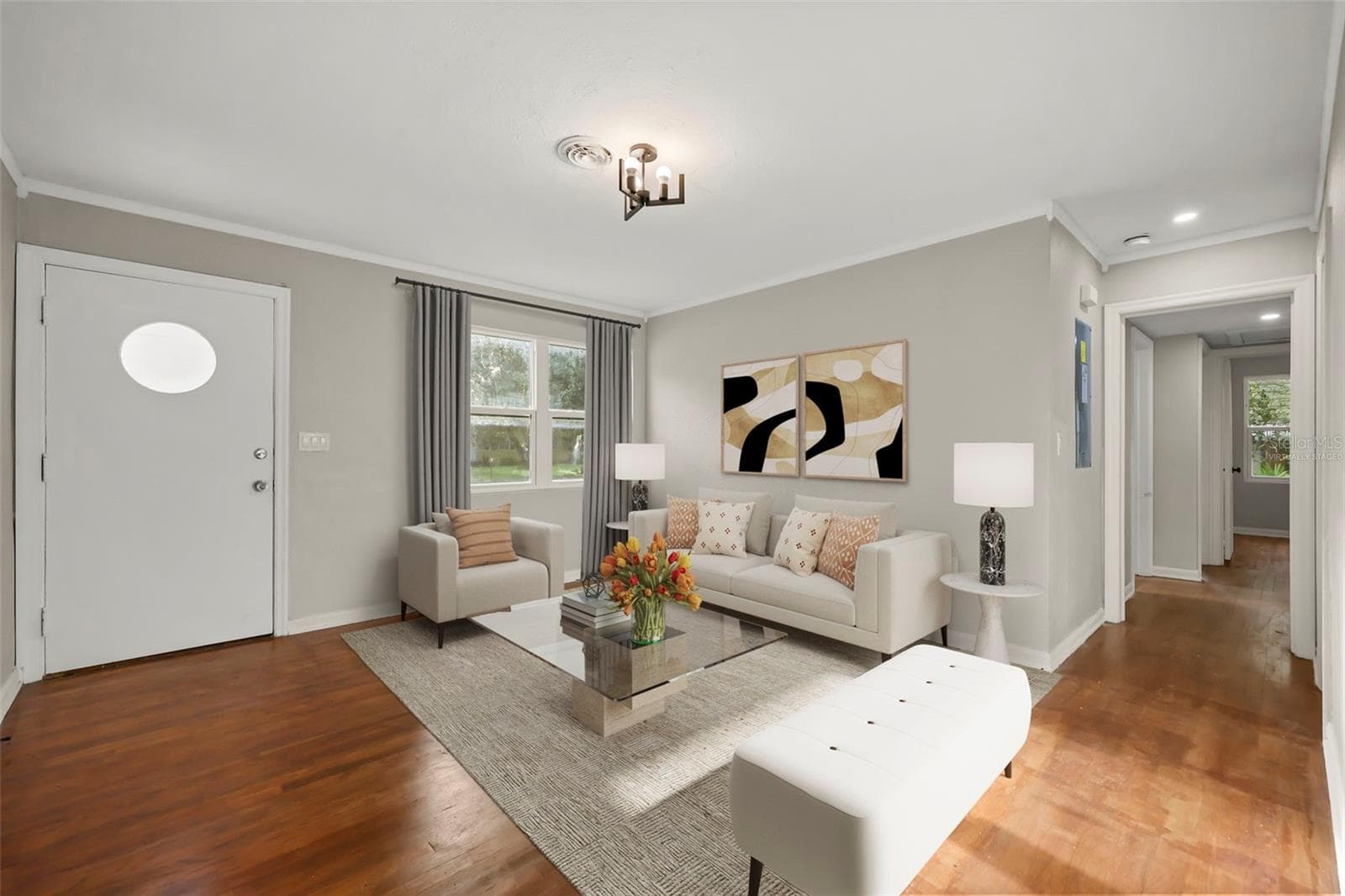 Virtually staged living room - 2410 ORANGE AVE, SANFORD