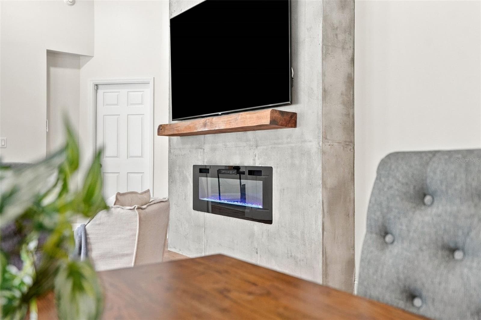 An electric fireplace creates a striking focal point. - 625 FOLSOM ST S, ST PETERSBURG