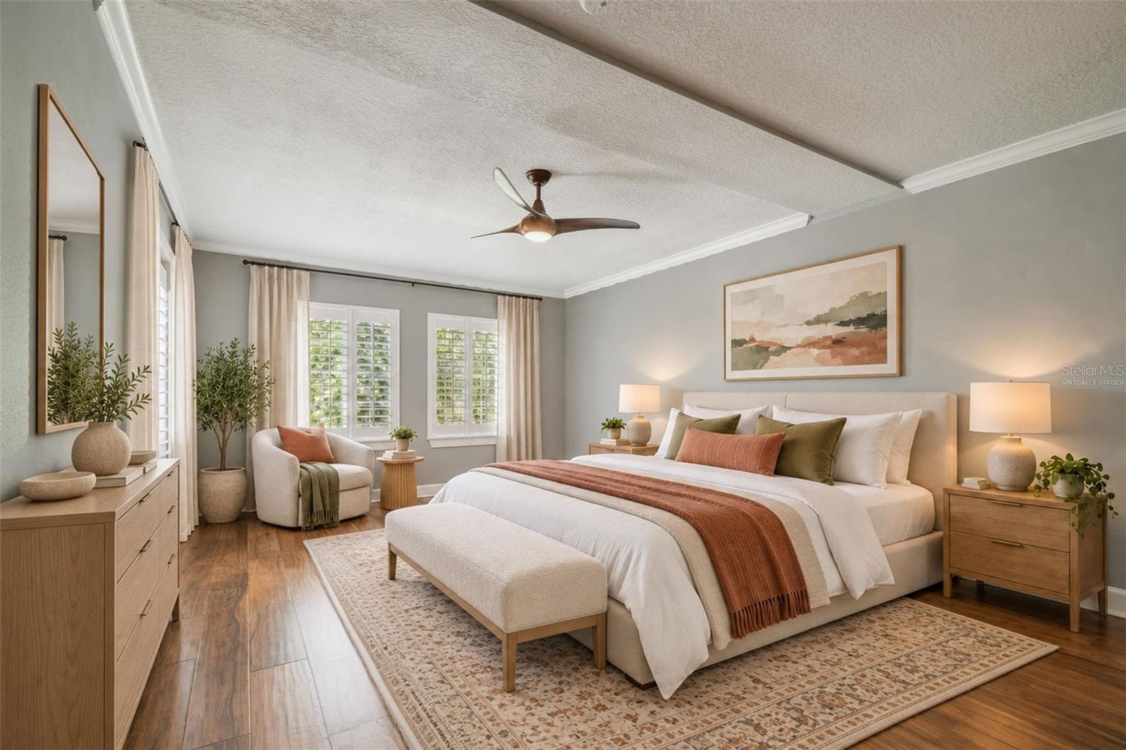Virtually staged primary bedroom, easily accommodating a king size bed and end tables. - 435 S OREGON AVE #304, TAMPA