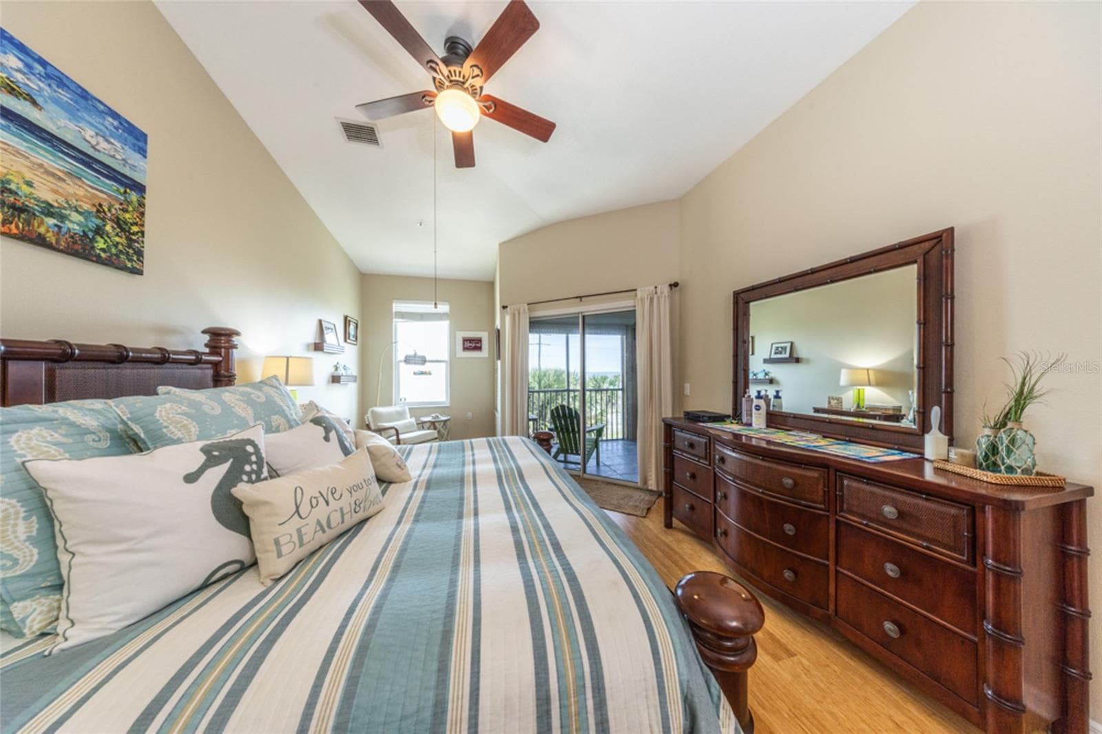 Primary Bedroom w/Door to Patio - 3651 S CENTRAL AVE #309, FLAGLER BEACH