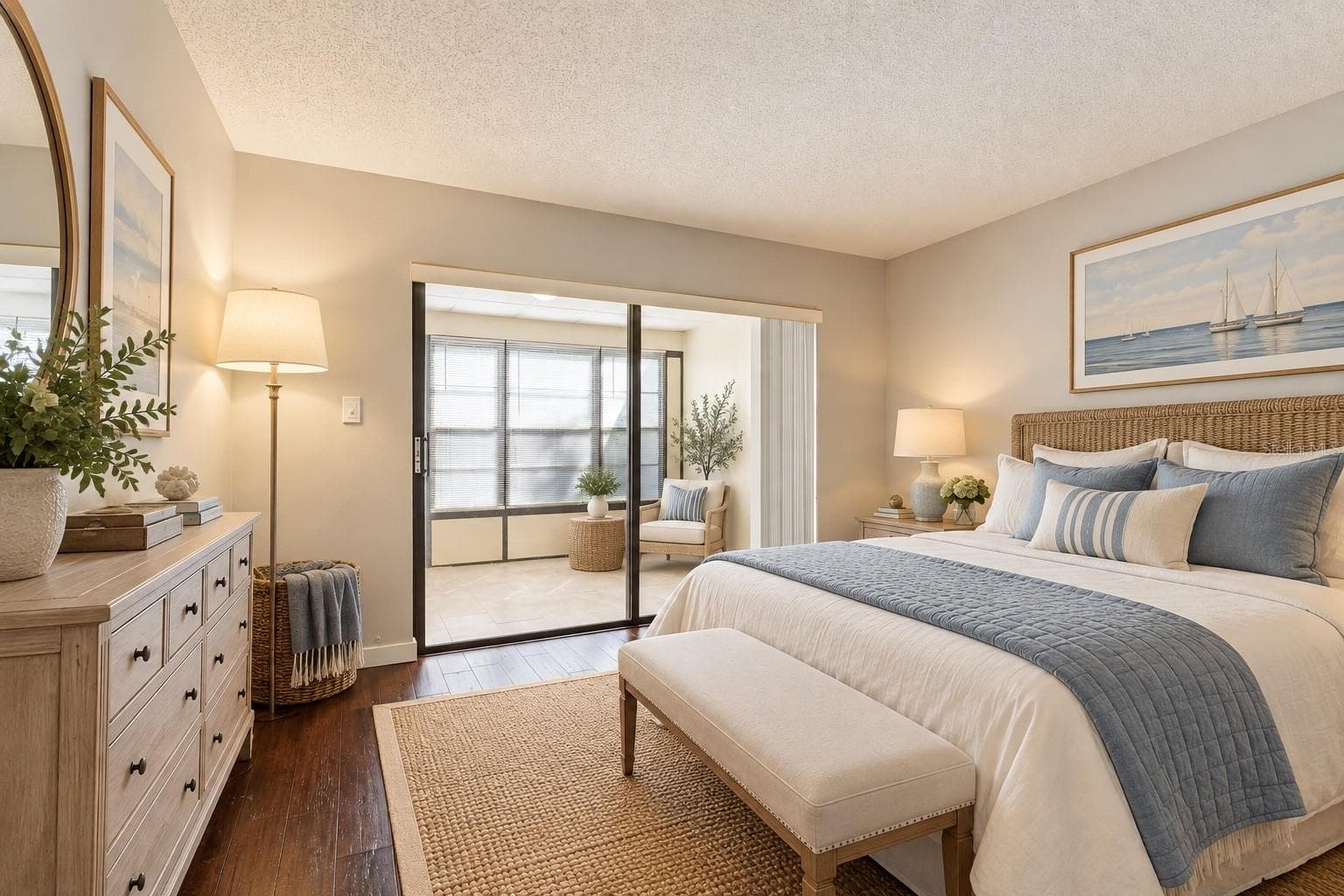 Virtual staged - Downstairs bedroom with access to enclosed patio/flex space - great for an office! - 629 WOODRIDGE DR, FERN PARK