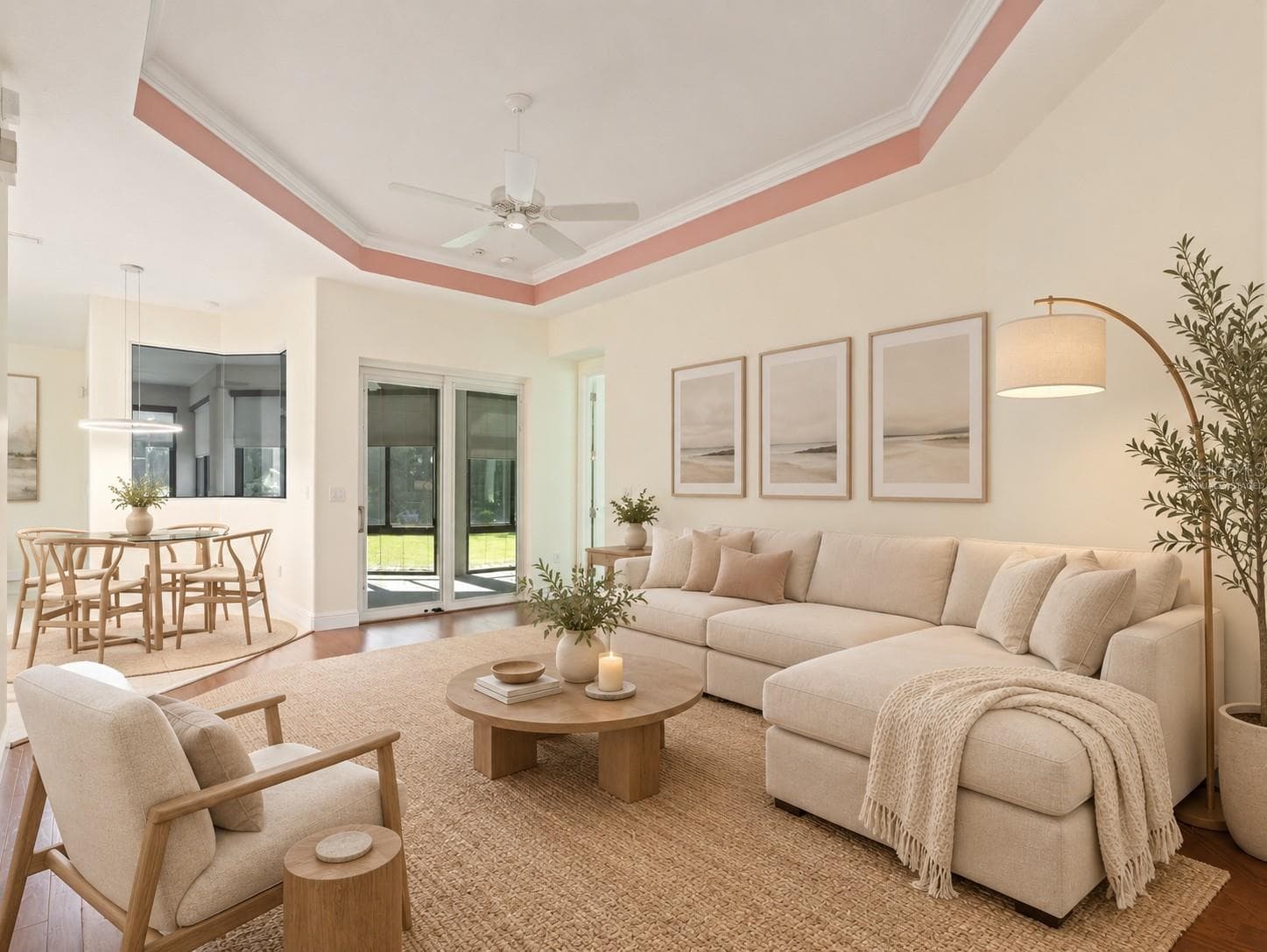 Virtually Staged Living Room to eat-in and enclosed lanai - 8348 BRIDGEPORT BAY CIR, MOUNT DORA