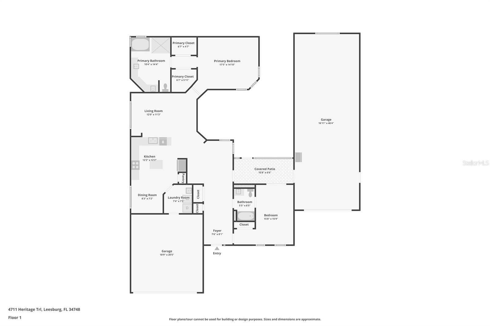 Floor Plan Showing 2 Bedrooms, 2 Baths, Flex Room and RV Garage - 4711 HERITAGE TRL, LEESBURG