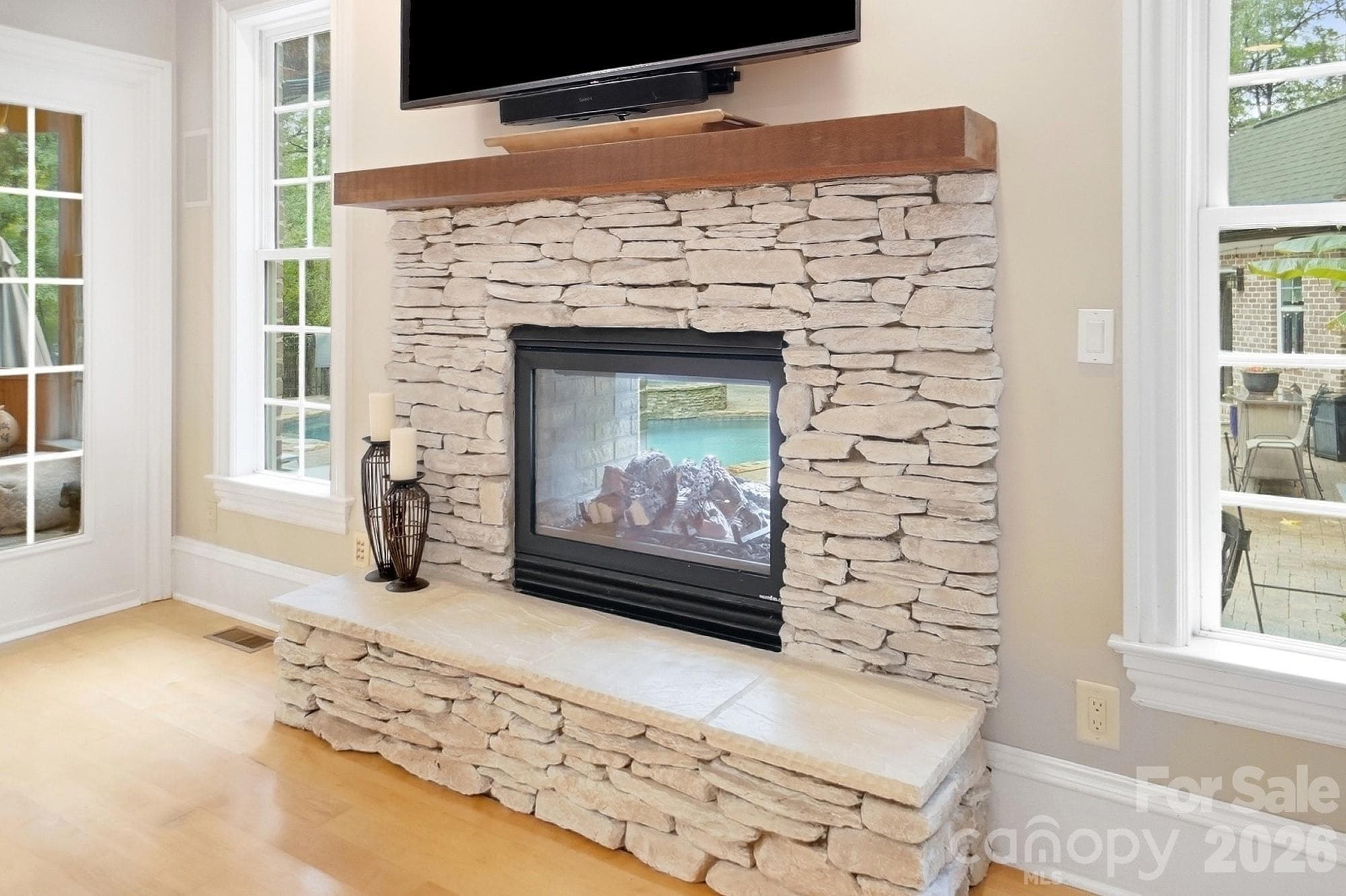 Living Room/Den with 2 way Fireplace - 2930 Sweetgrass Lane, Monroe
