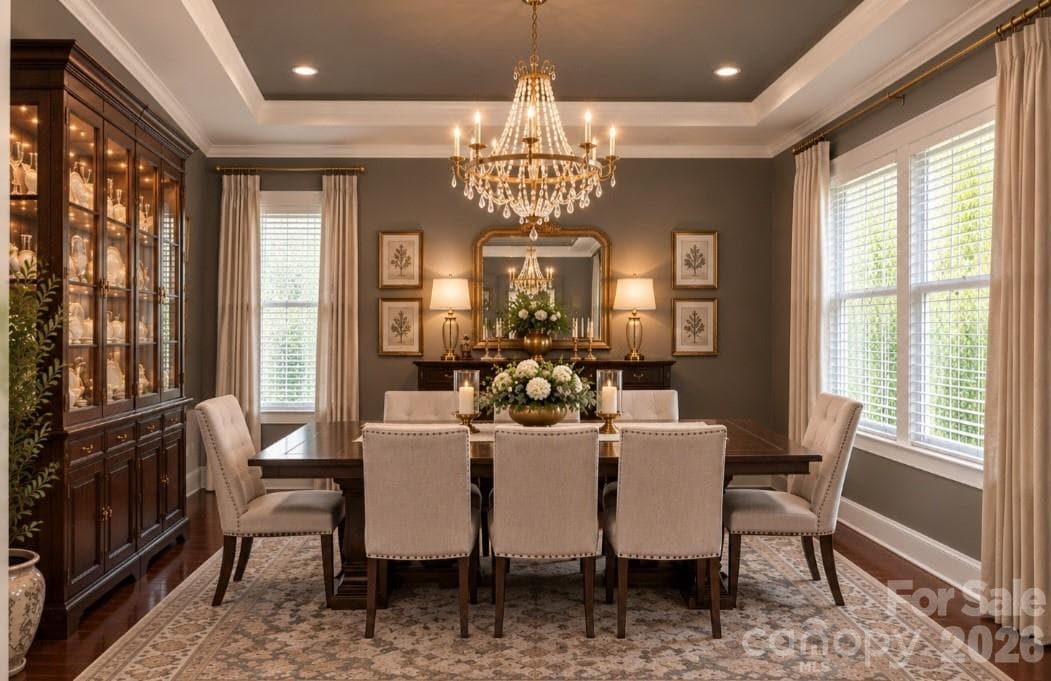 Virtual Photo of how elegant this room can be used as a Formal Dining Room. - Fort Mill
