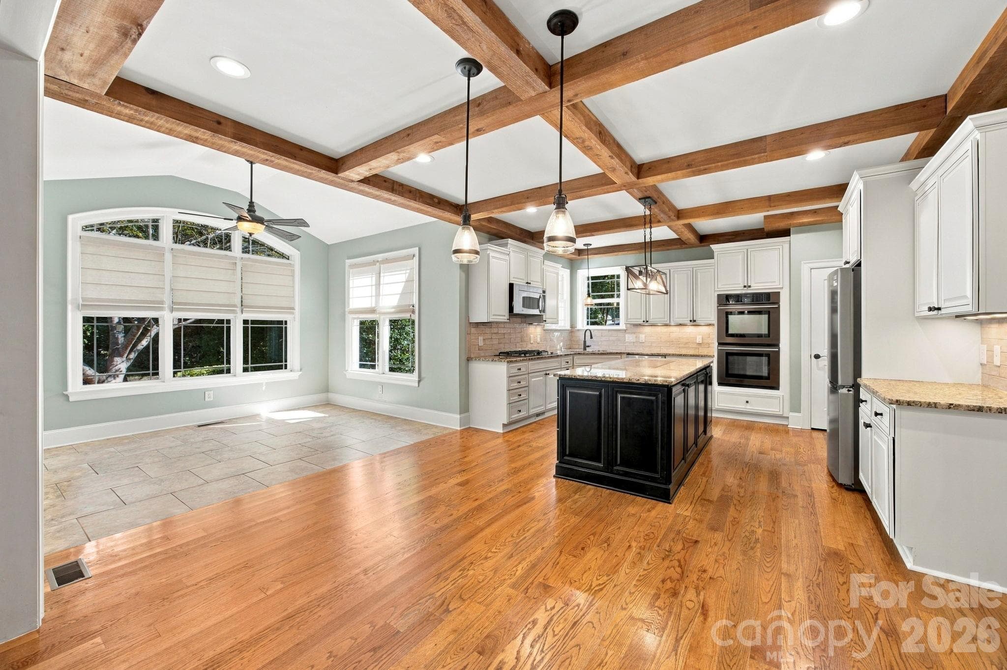 Kitchen area with Wooden Beams - 7481 Brotherton Road, Denver