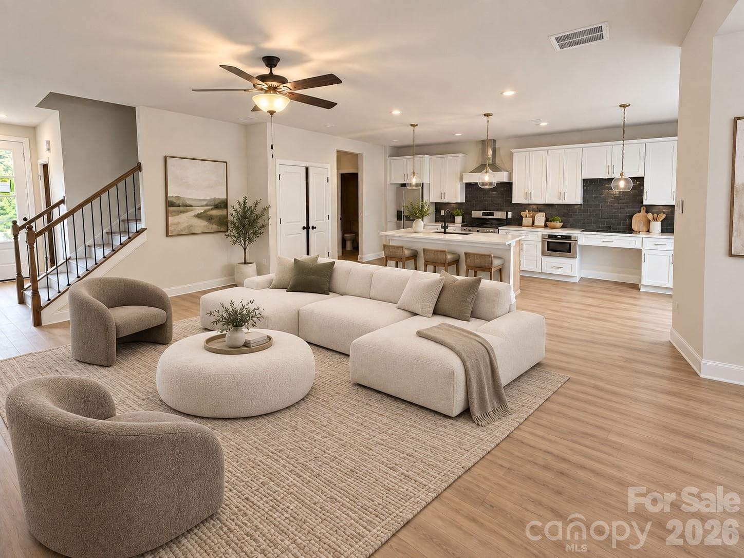 Large Great Room Awesome for entertaining family and friends!virtually staged - 552 Carolyn Lane, Charlotte