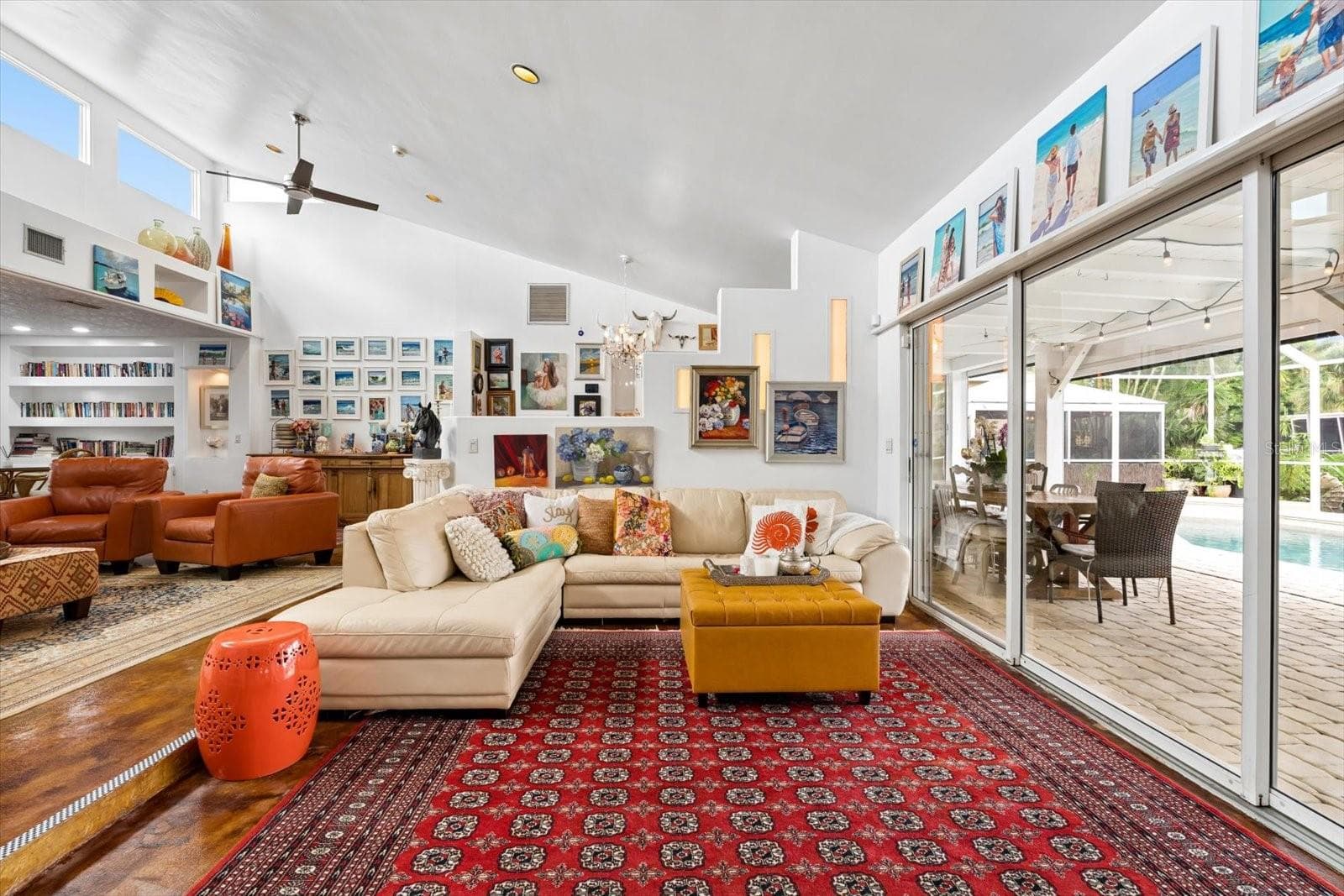 Living Room Area with Views to the pool - 1741 STANFORD LN, SARASOTA