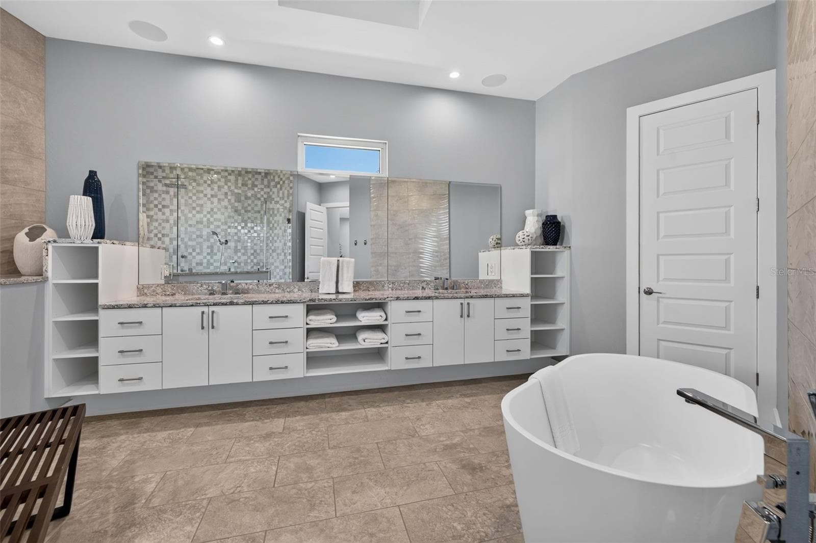 Soaking tub with double vanity and walk-in shower. - 10209 GULF BLVD, TREASURE ISLAND