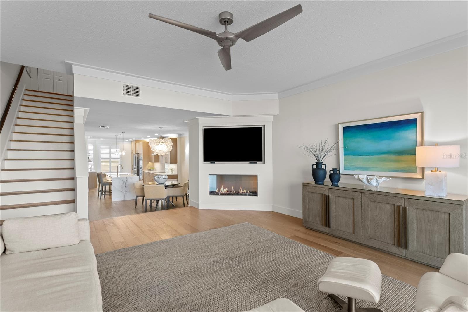 Living room with fireplace - 1067 PINELLAS BAYWAY S, ST PETERSBURG
