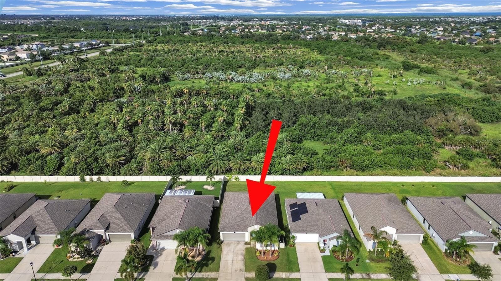 Aerial of home with tree farm in back - 5037 WHITE CHICORY DR, APOLLO BEACH