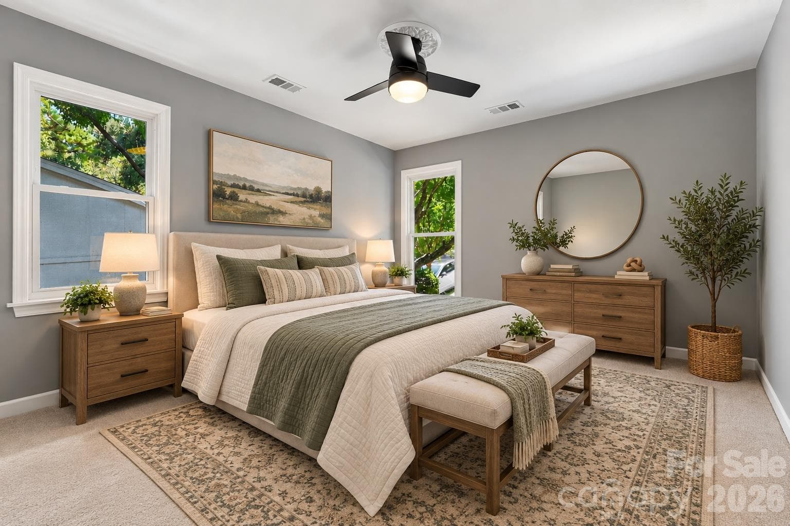 Main floor bedroom virtually staged - new carpet - 9071 Tulagi Court, Tega Cay