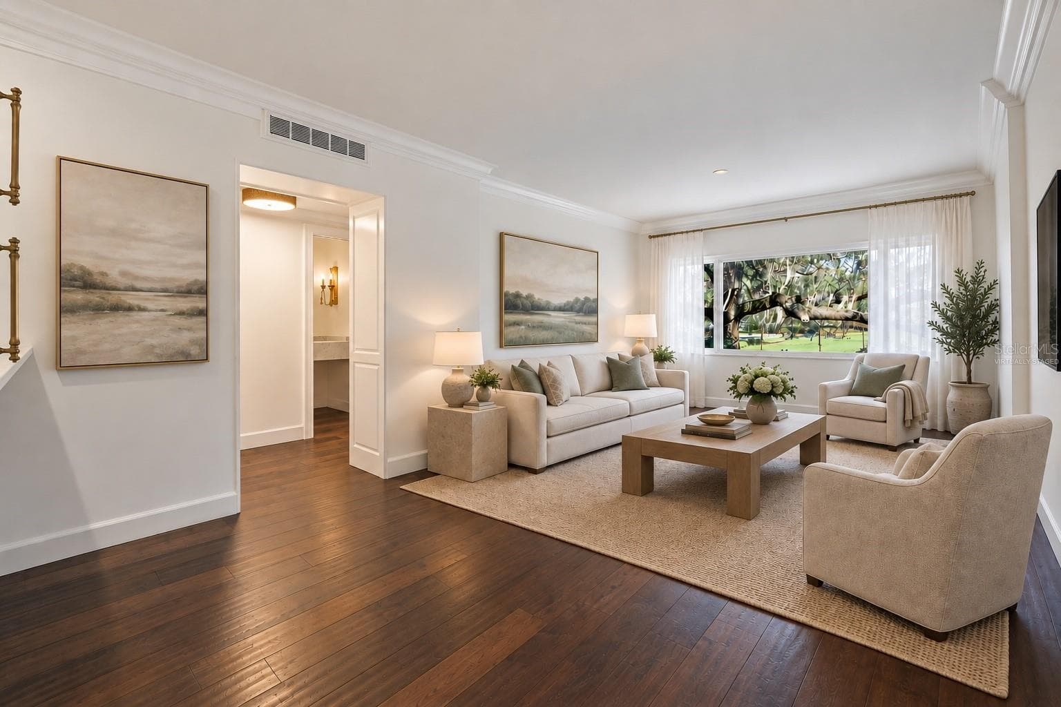 Living room overlooking WP 9 Golf Course *virtually staged - 640 N PARK AVE #3, WINTER PARK