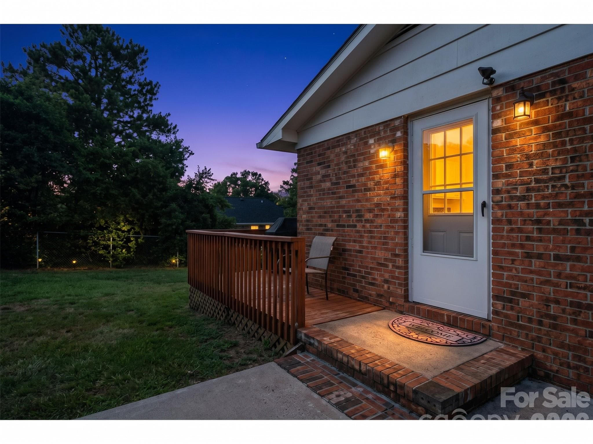 AI- Twilight View of the Side porch view that leads to the back porch - 645 Pine Ridge Road, Chester