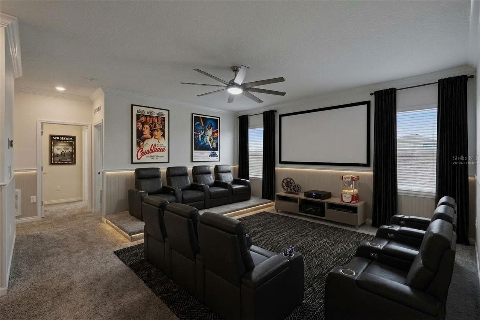 Virtually staged media/game/theater room - 6175 SHAVASANA RD RD, CLERMONT