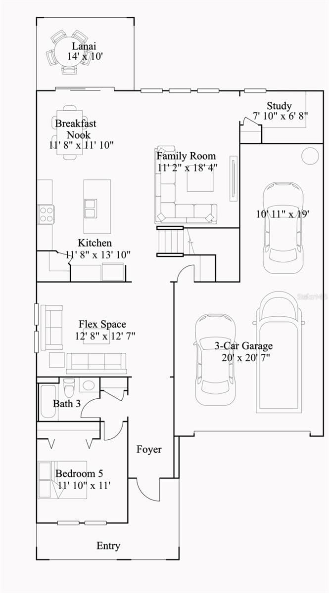First level floor plan - 6175 SHAVASANA RD RD, CLERMONT