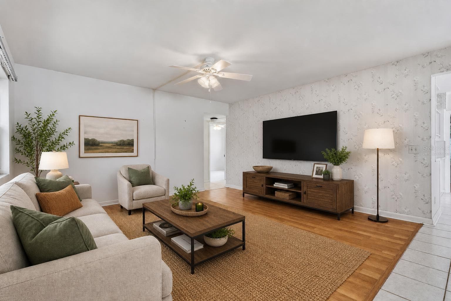 Virtually Staged Living Room - 1632 SAN MATEO DR, DUNEDIN