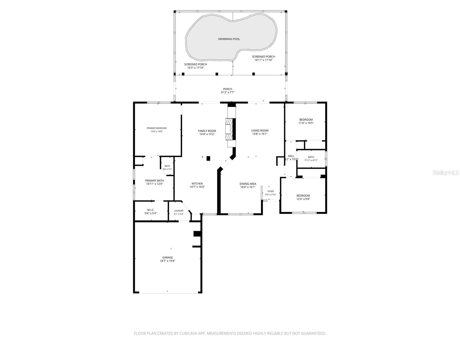 Floor plan including screened porch and pool - 1420 BENT OAKS BLVD, DELAND