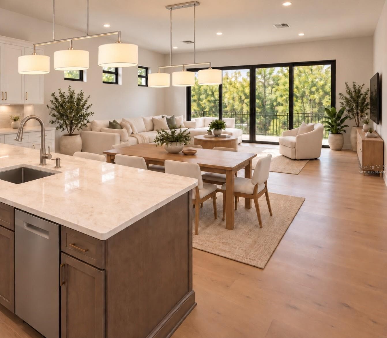 Virtually staged Living, Dining and Kitchen - 4703 W KNIGHTS AVE, TAMPA