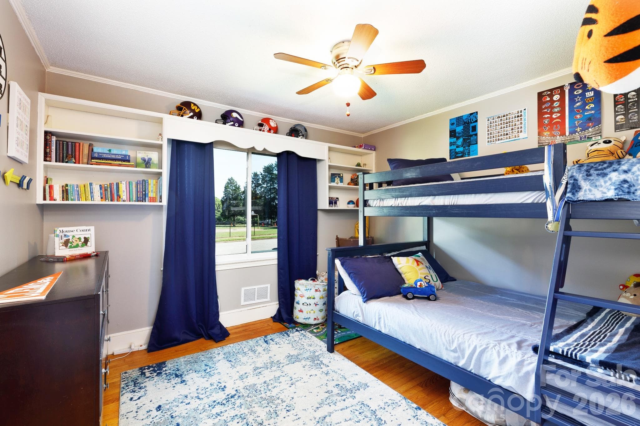 Secondary Bedroom with Custom Built-in Shelving - 1131 Richmond Drive, Rock Hill