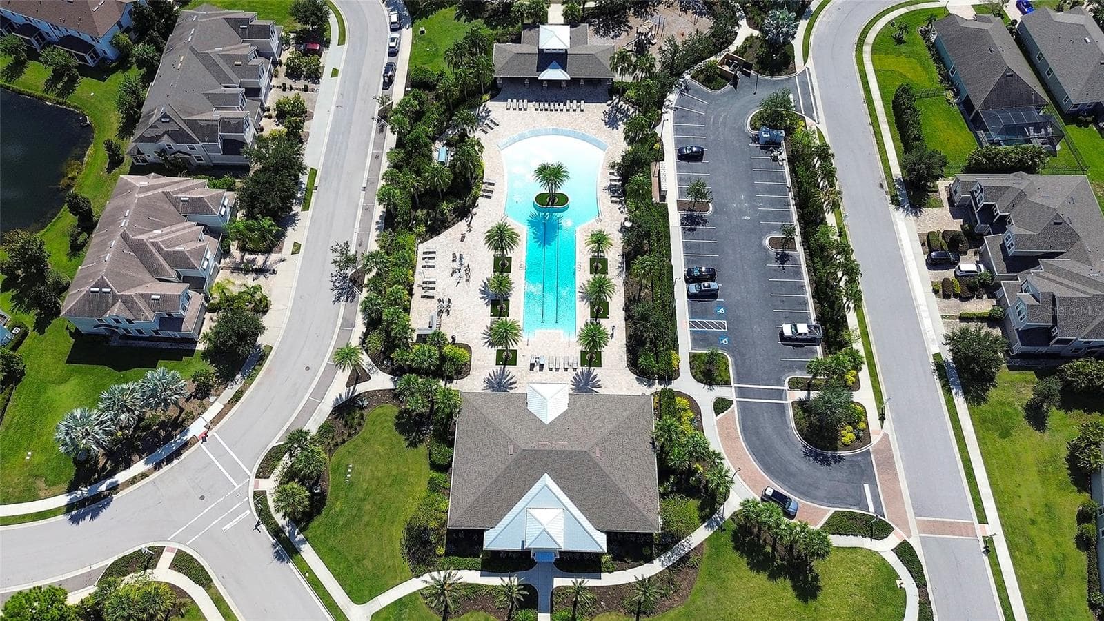 Aerial view of pool - 12207 TRAILHEAD DR, BRADENTON