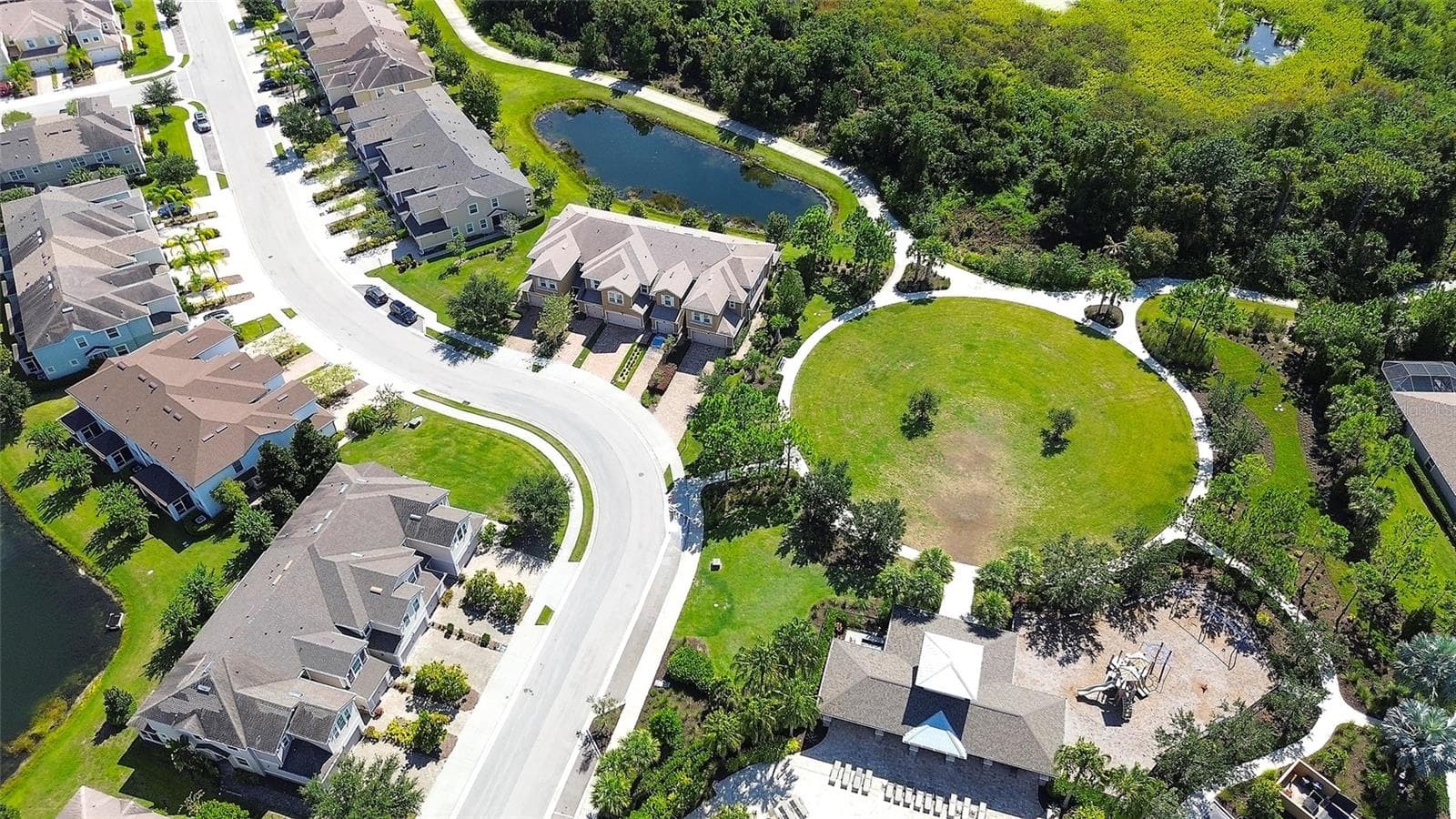 Aerial view of open space near townhome - 12207 TRAILHEAD DR, BRADENTON