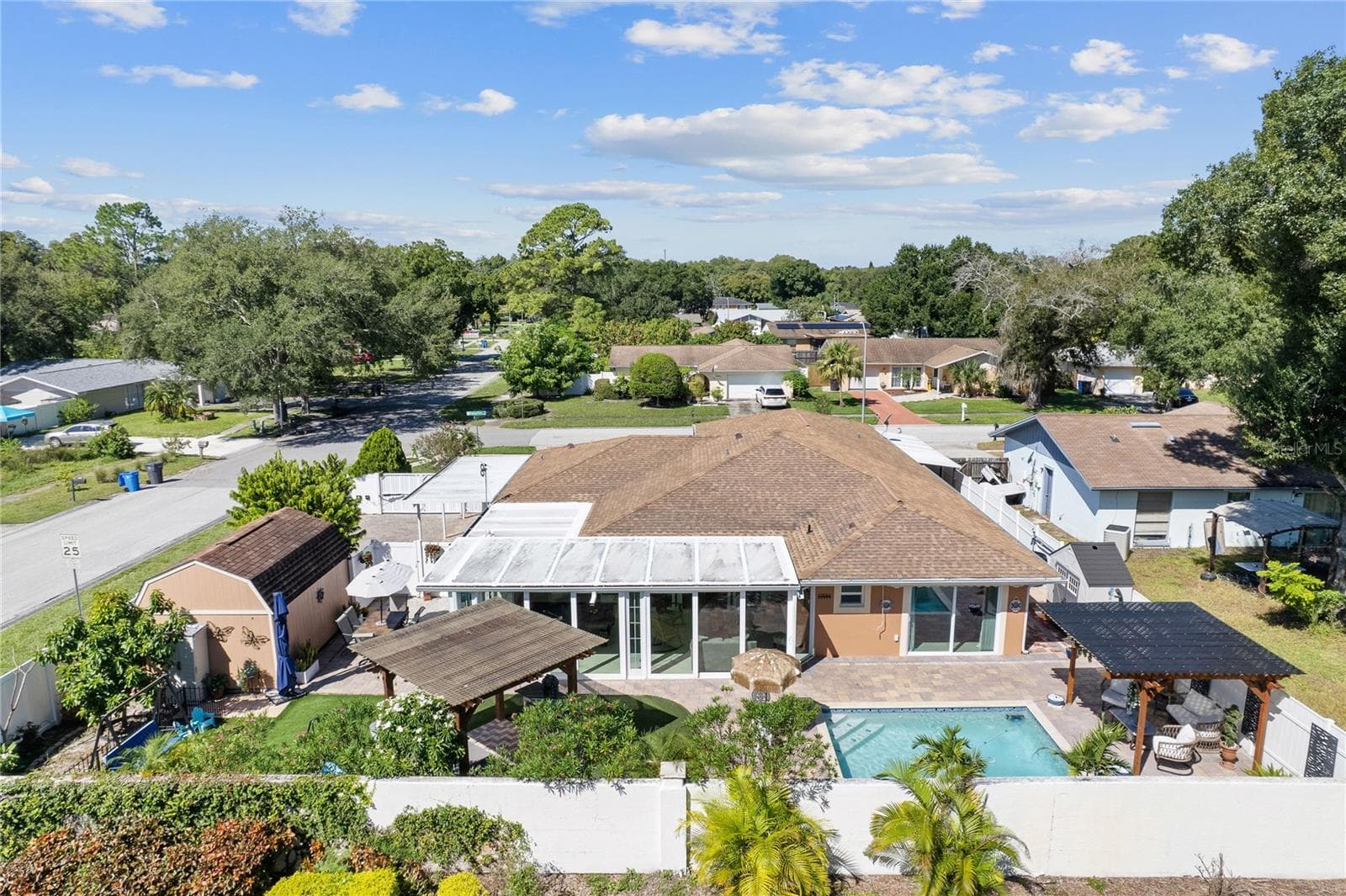 Ariel view backyard - 14501 HIGHLAND HILLS PL, TAMPA
